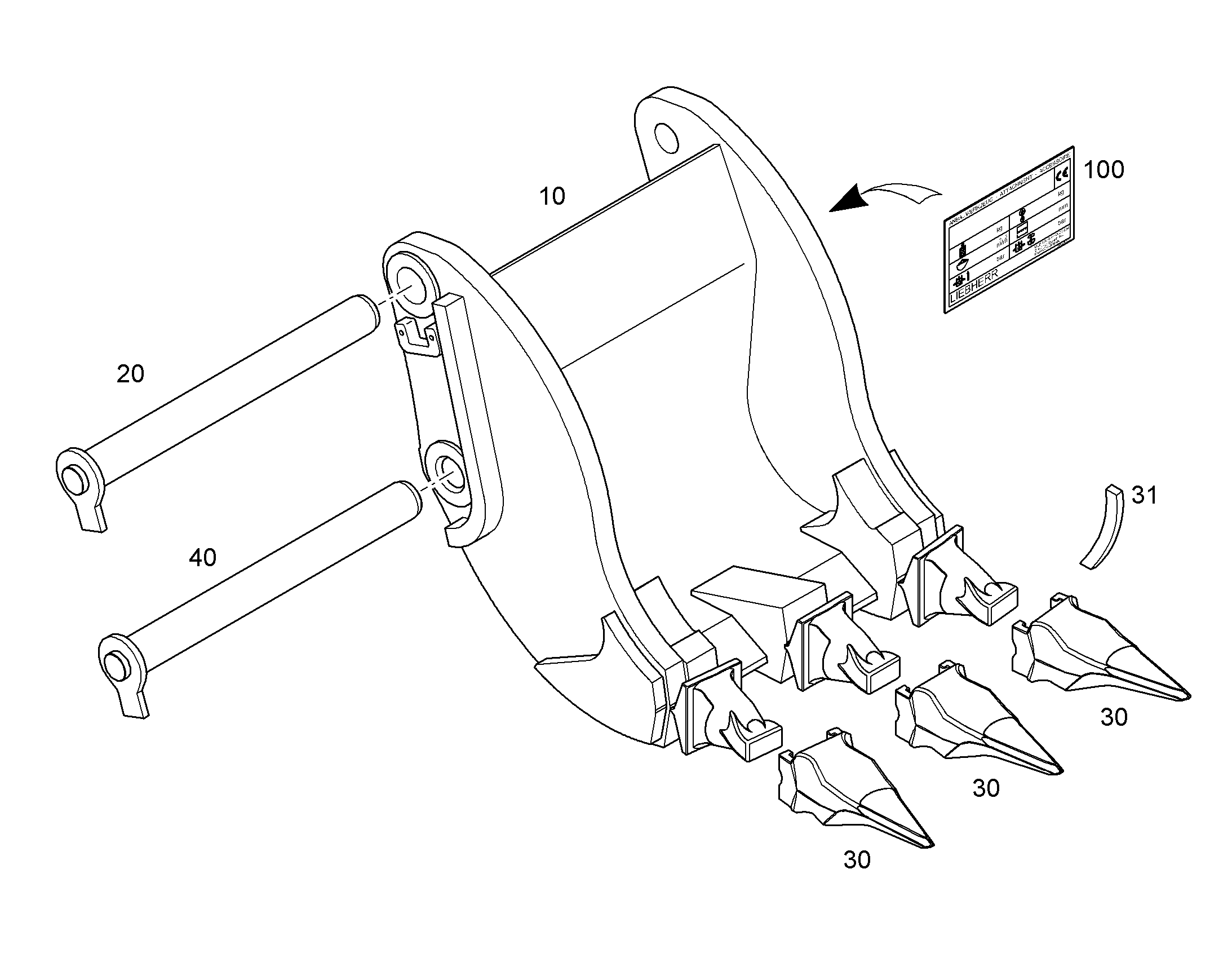 КОВШ СЪЕМНЫЙ 650mm 0,16m³ 12484980 LIEBHERR