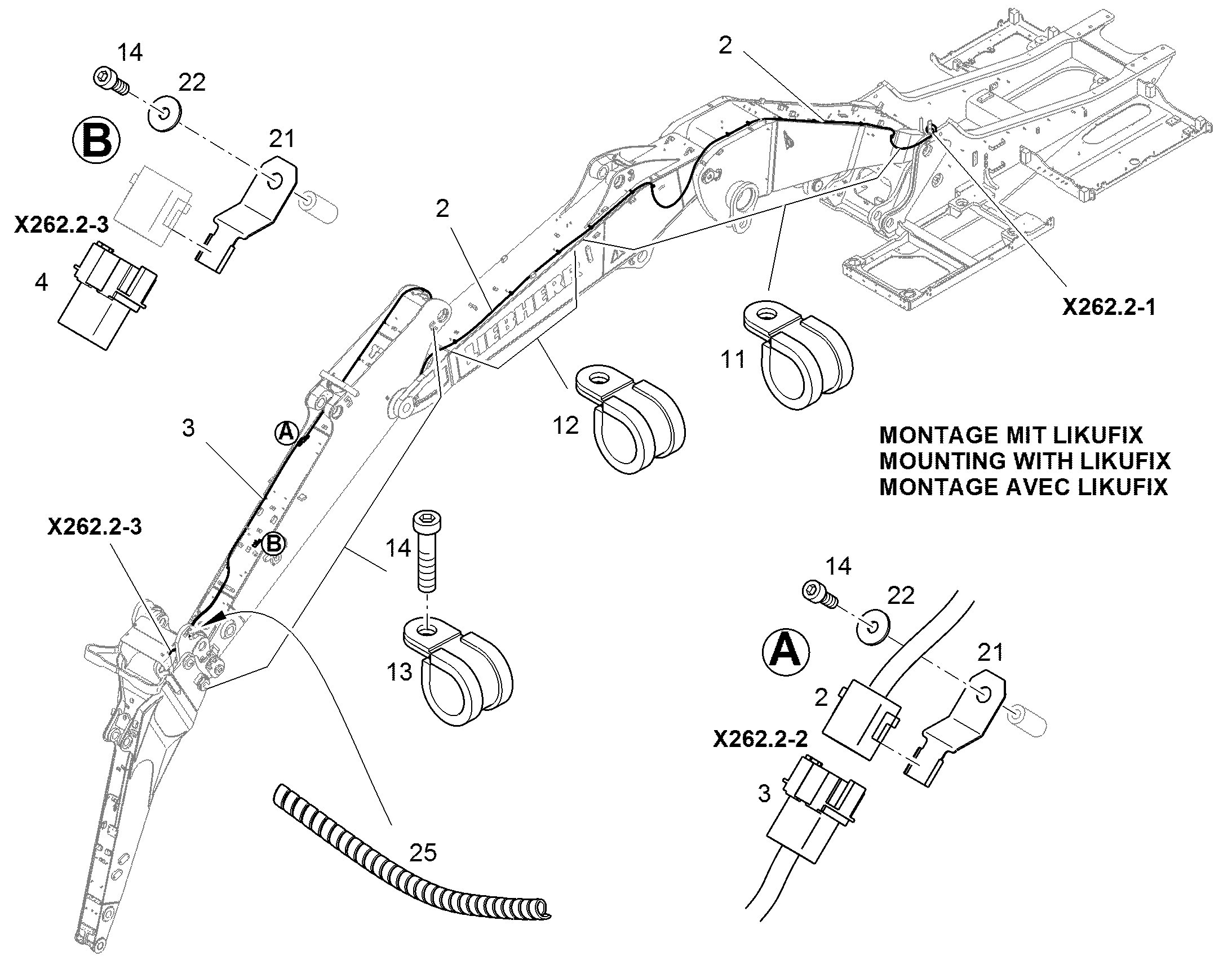 КОМПЛЕКТ КАБЕЛЕЙ X262.2/2-X262.2/3 11460945 LIEBHERR