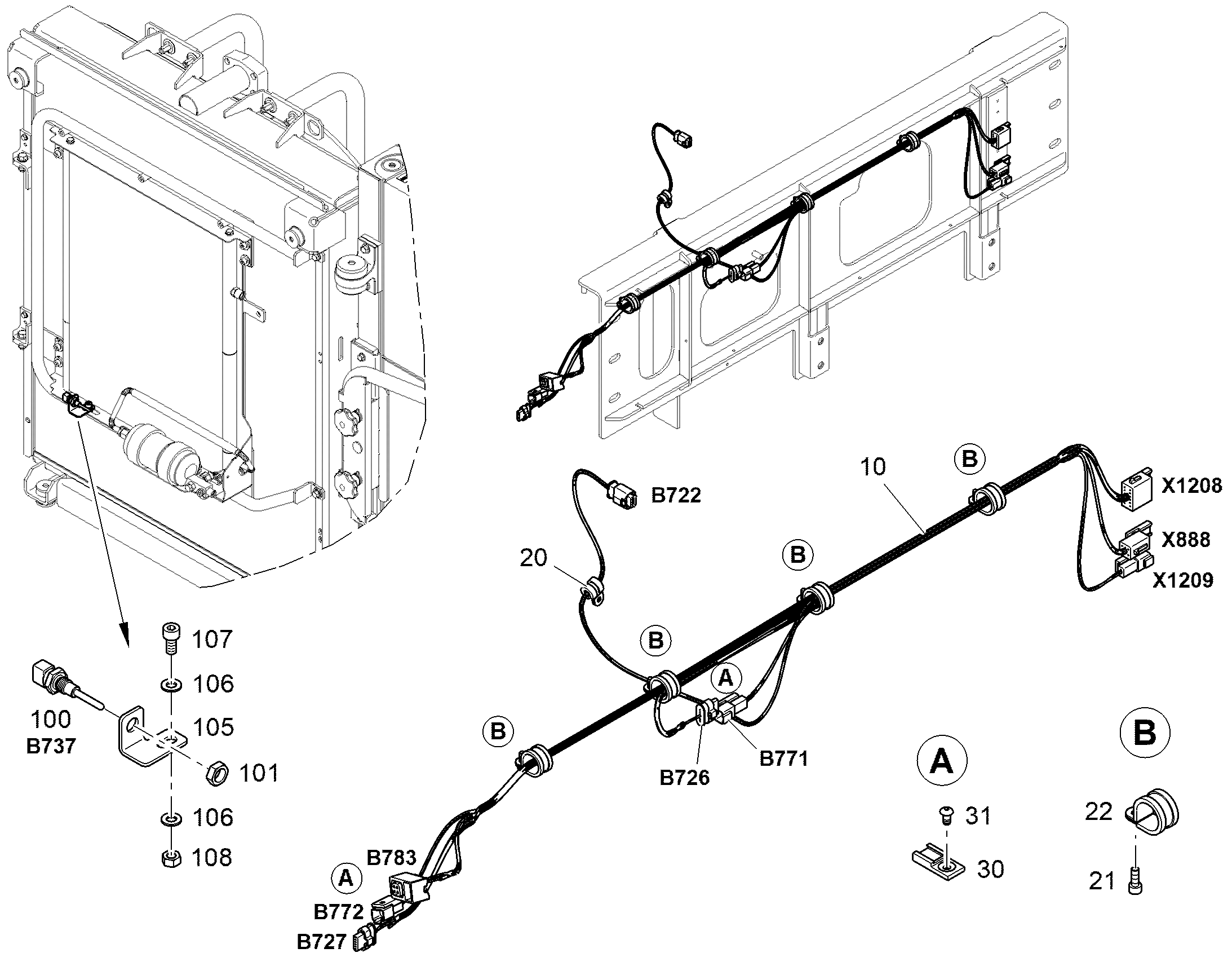 КАБ.КОМПЛ.ПЛАТЫ ДАТЧ.РУКОЯТКИ- W28 12564622 LIEBHERR