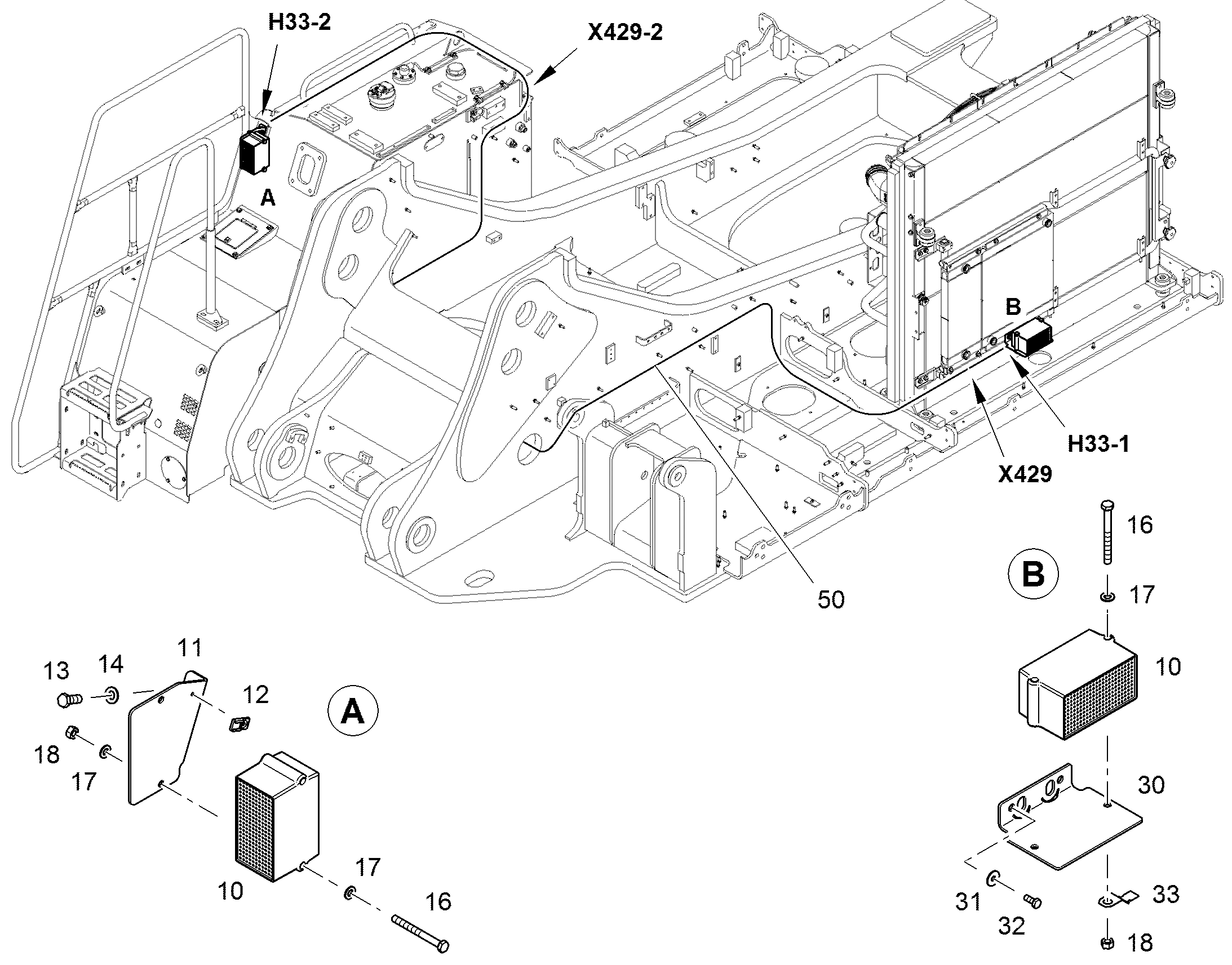 WIRING HARNESS TRAVEL ALARM 12541868 LIEBHERR