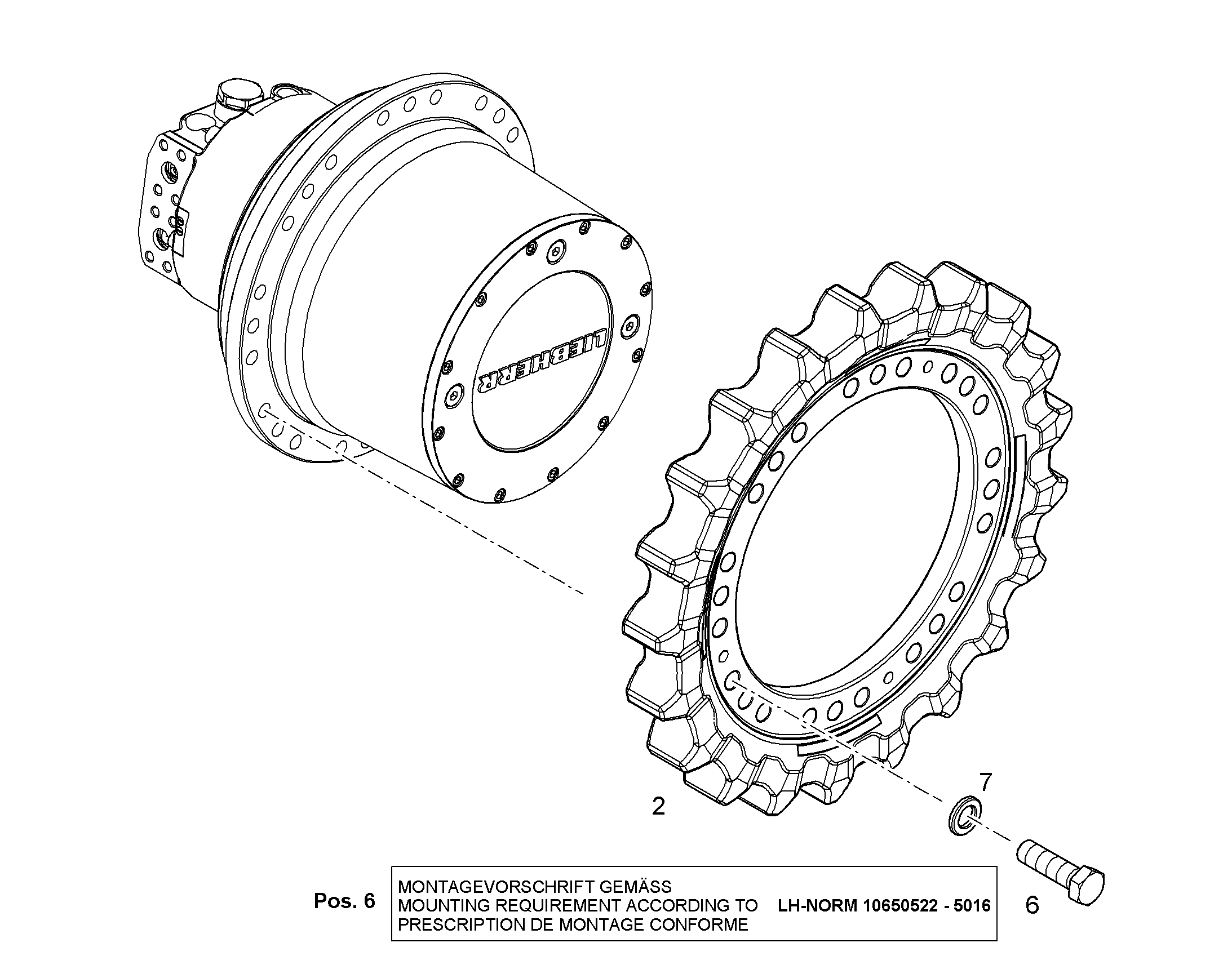 КОЛЕСО ЗВЕЗДОЧКИ B60 11690192 LIEBHERR