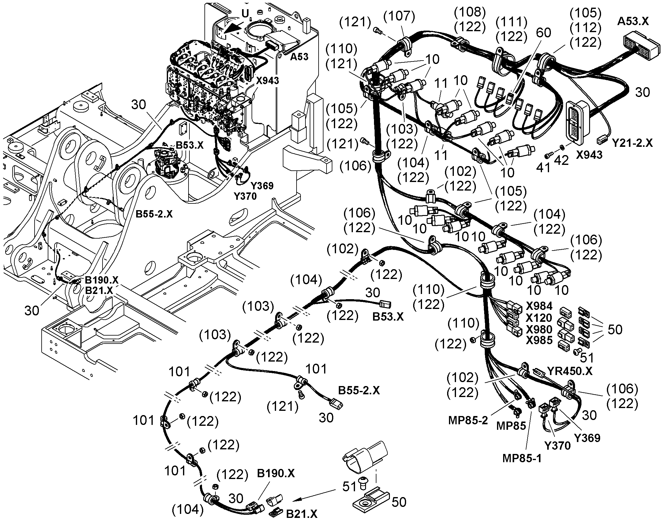 КОМПЛ.ПРОВОДОВ Г-РАСПР. W2 11452153 LIEBHERR