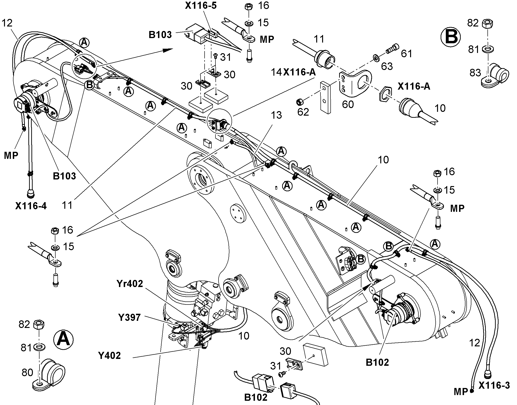 КАБЕЛЬ СОЕДИНЕНИЯ С КОРПУСОМ 11461923 LIEBHERR