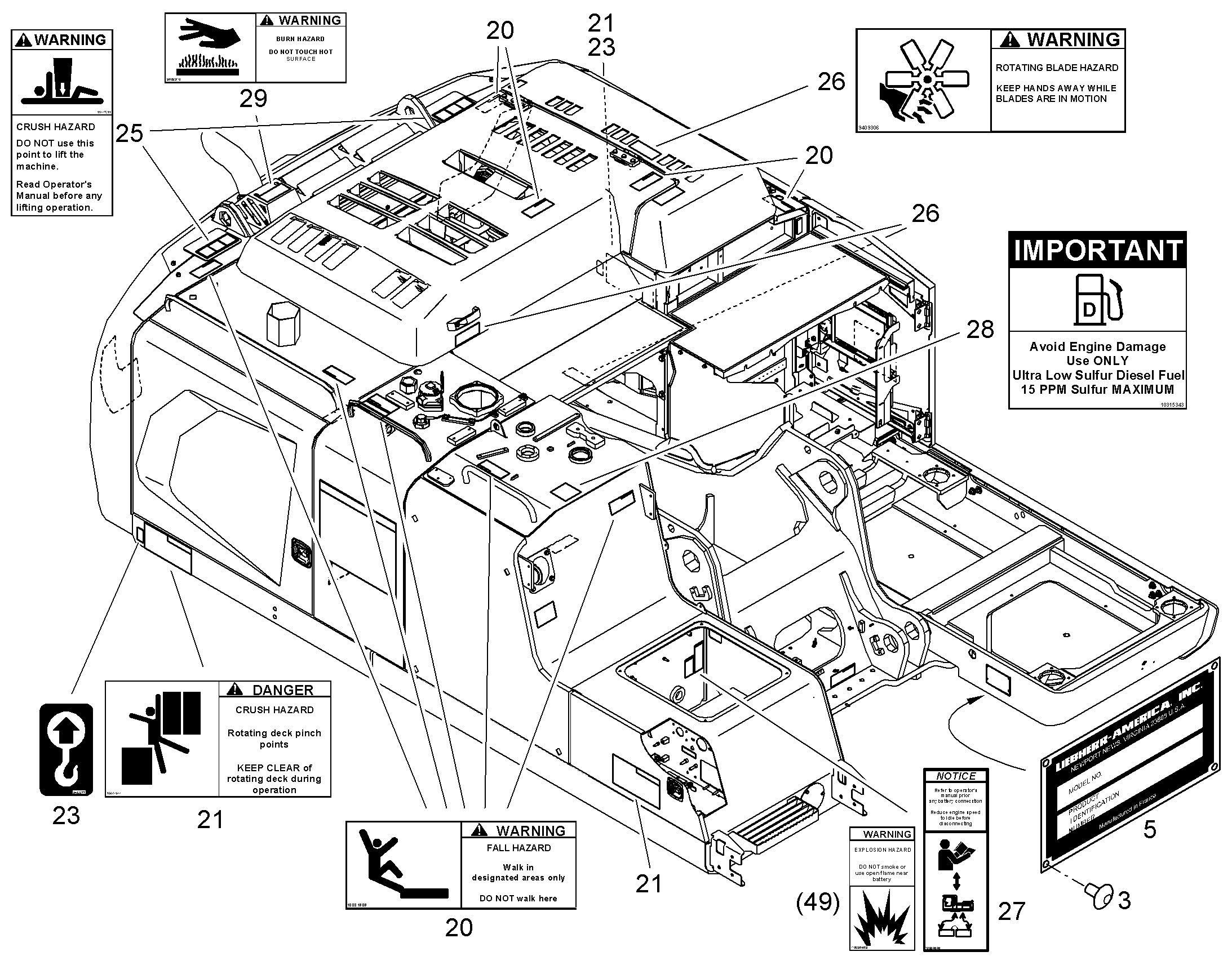 ЗНАК ПРЕДУПРЕЖДАЮЩИЙ 11447311 LIEBHERR