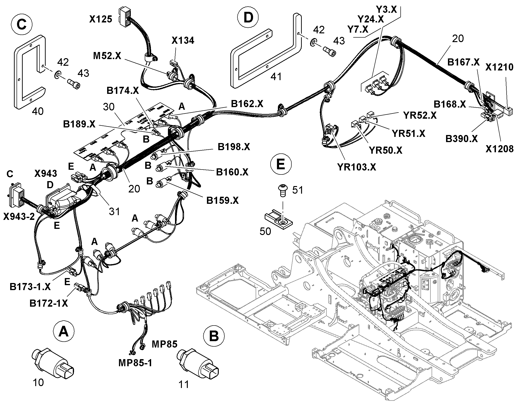 КОМПЛ.ПРОВОДОВ Г-РАСПР. W2 12405530 LIEBHERR
