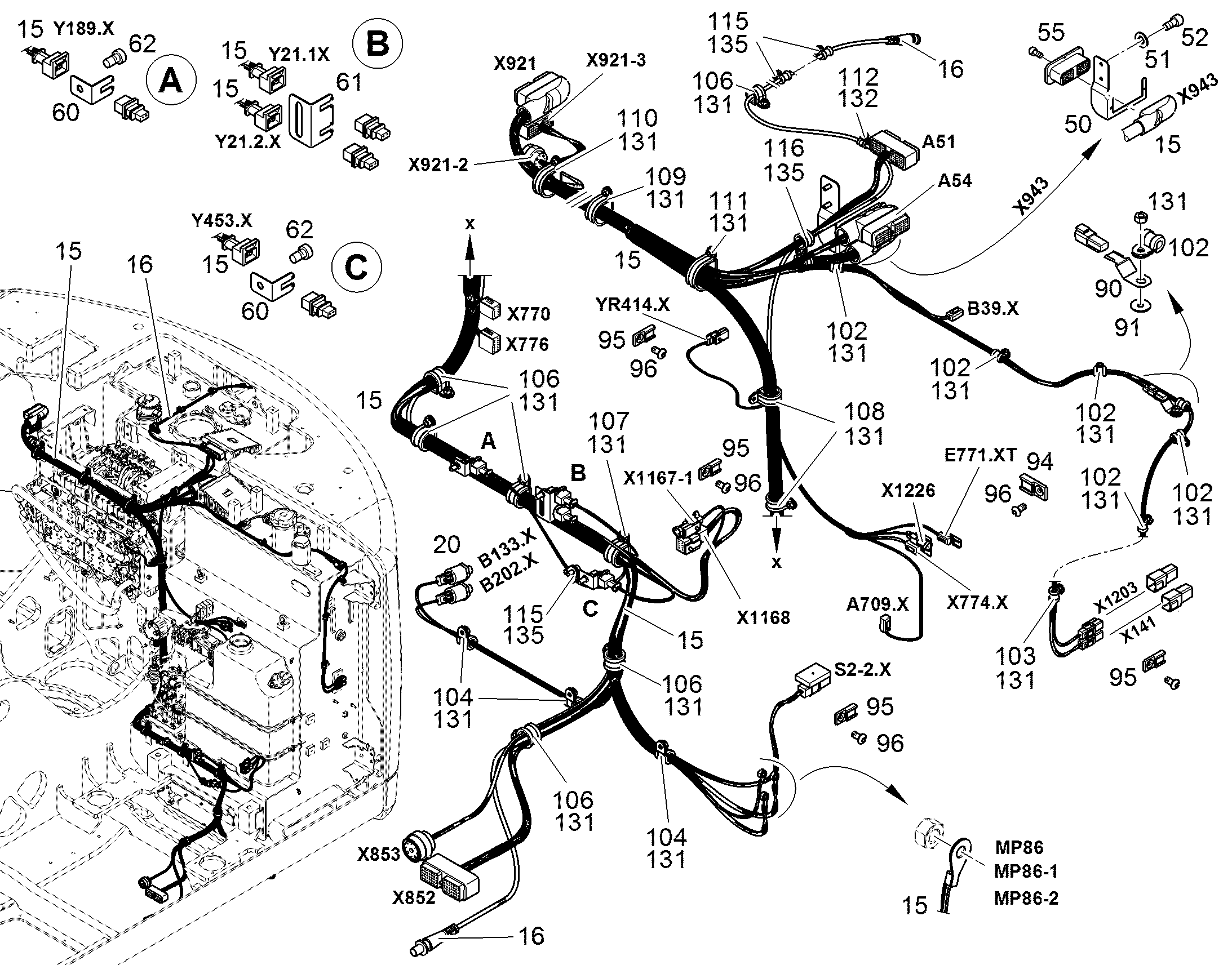 КОМПЛ. ПРОВОДОВ ПОВ. ПЛАТФ. W1 12480177 LIEBHERR