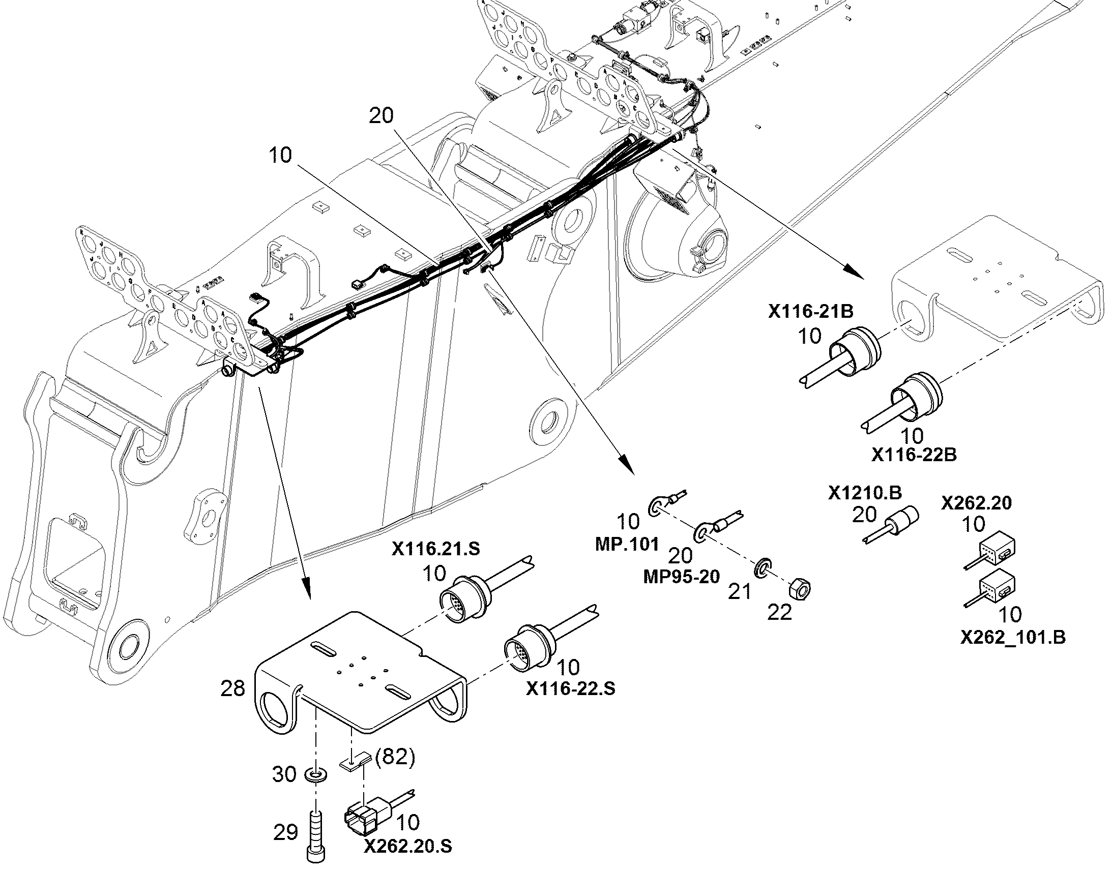 WIRING HARNESS EXTENSION W50 12486091 LIEBHERR