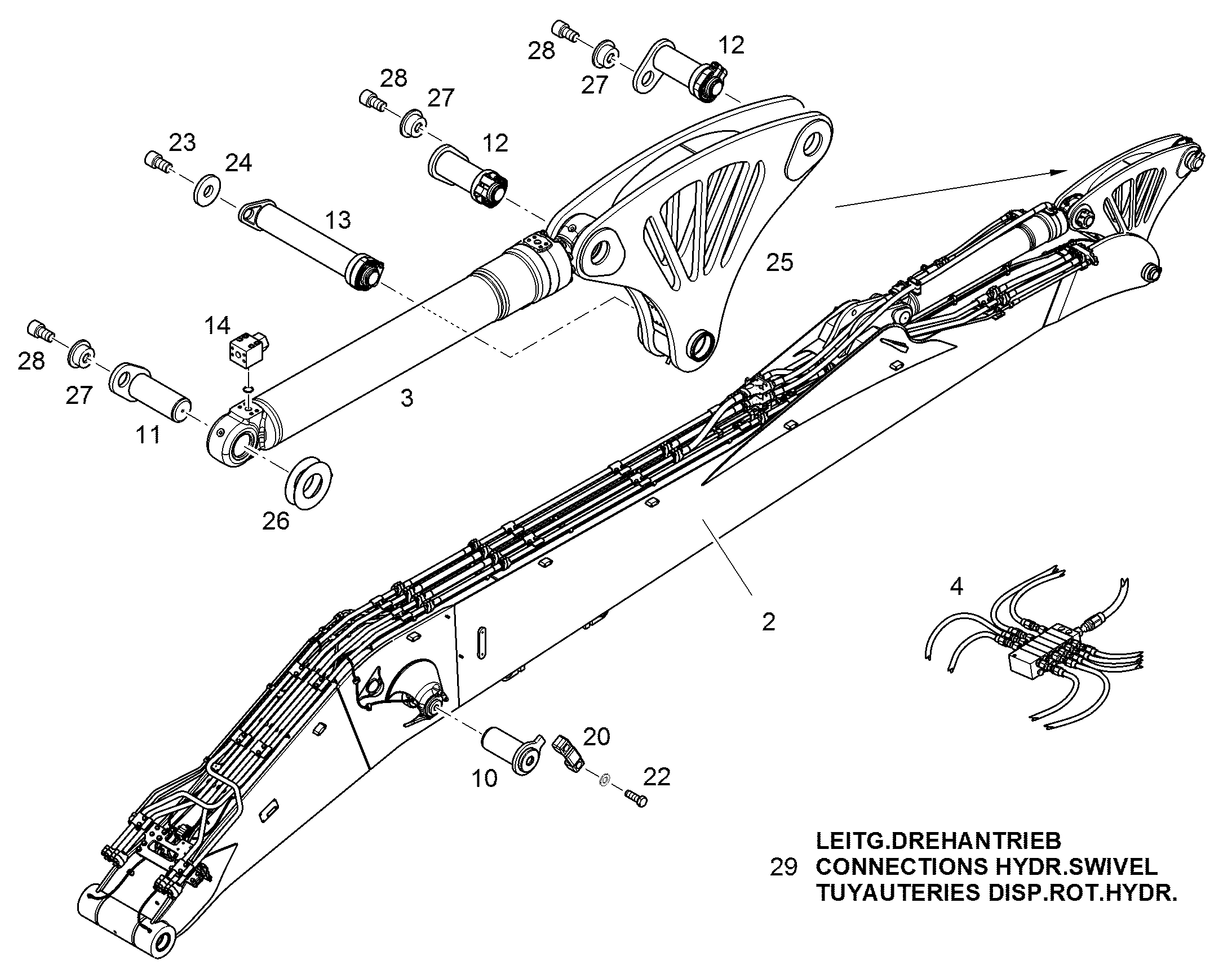 ПРОВОДКА ПРИВОД МЕХ. ПОВОРОТА 12455604 LIEBHERR