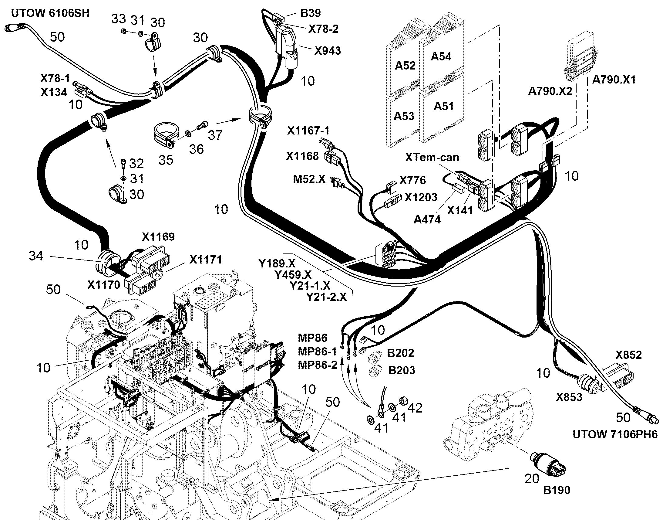 КОМПЛ. ПРОВОДОВ ПОВ. ПЛАТФ. W301 12412377 LIEBHERR