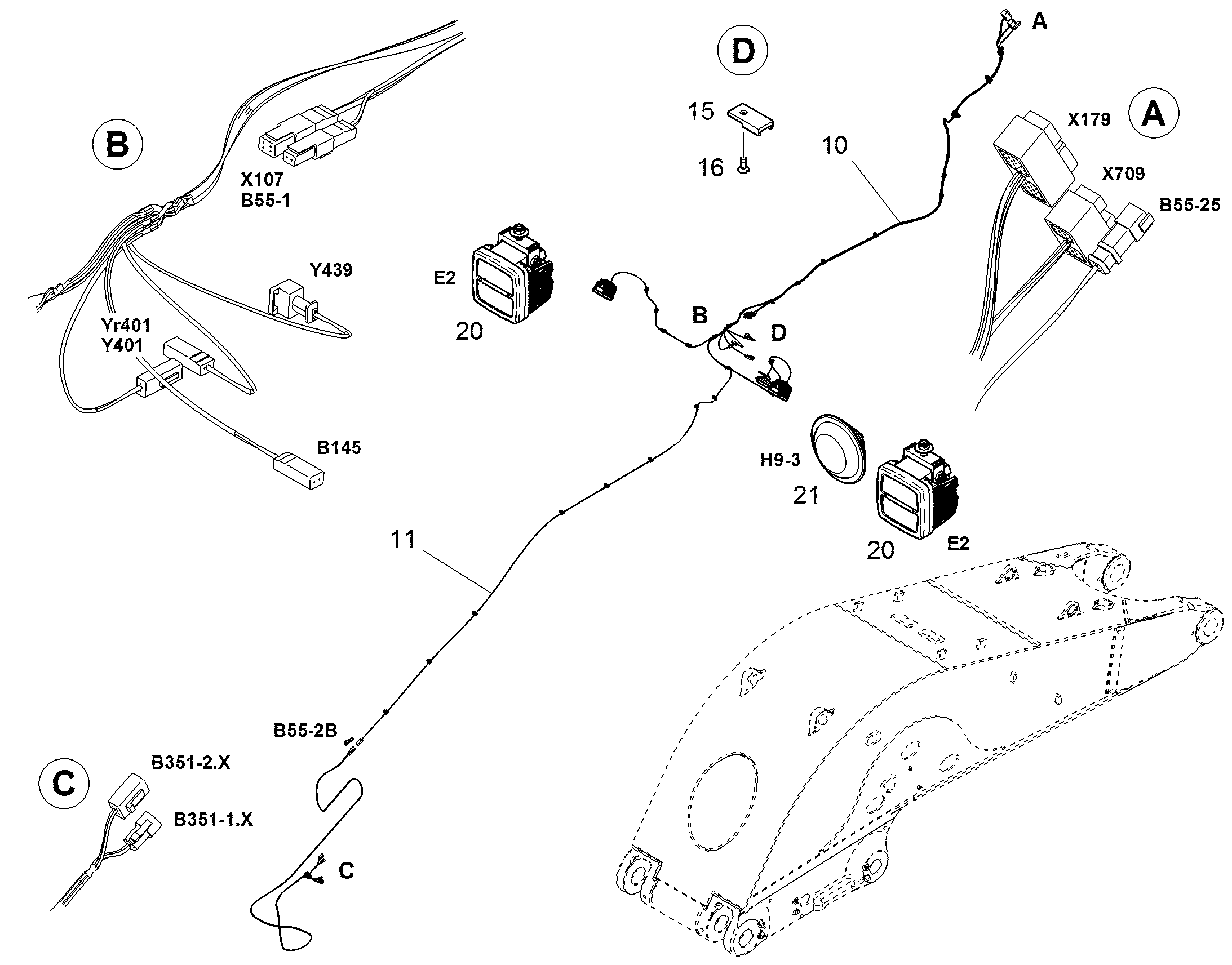 CABLE HARNESS SWING ARM 12592591 LIEBHERR