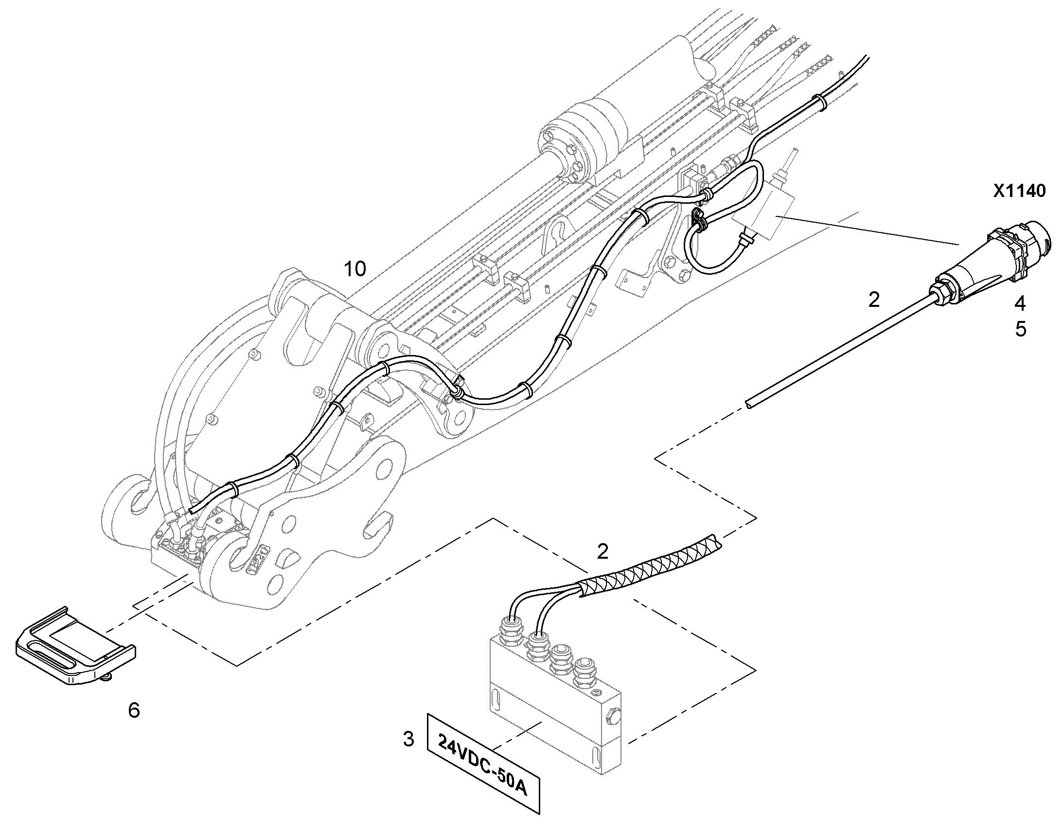 ЭТИКЕТКА 24VDC-50A 171mmX40mm 10840417 LIEBHERR