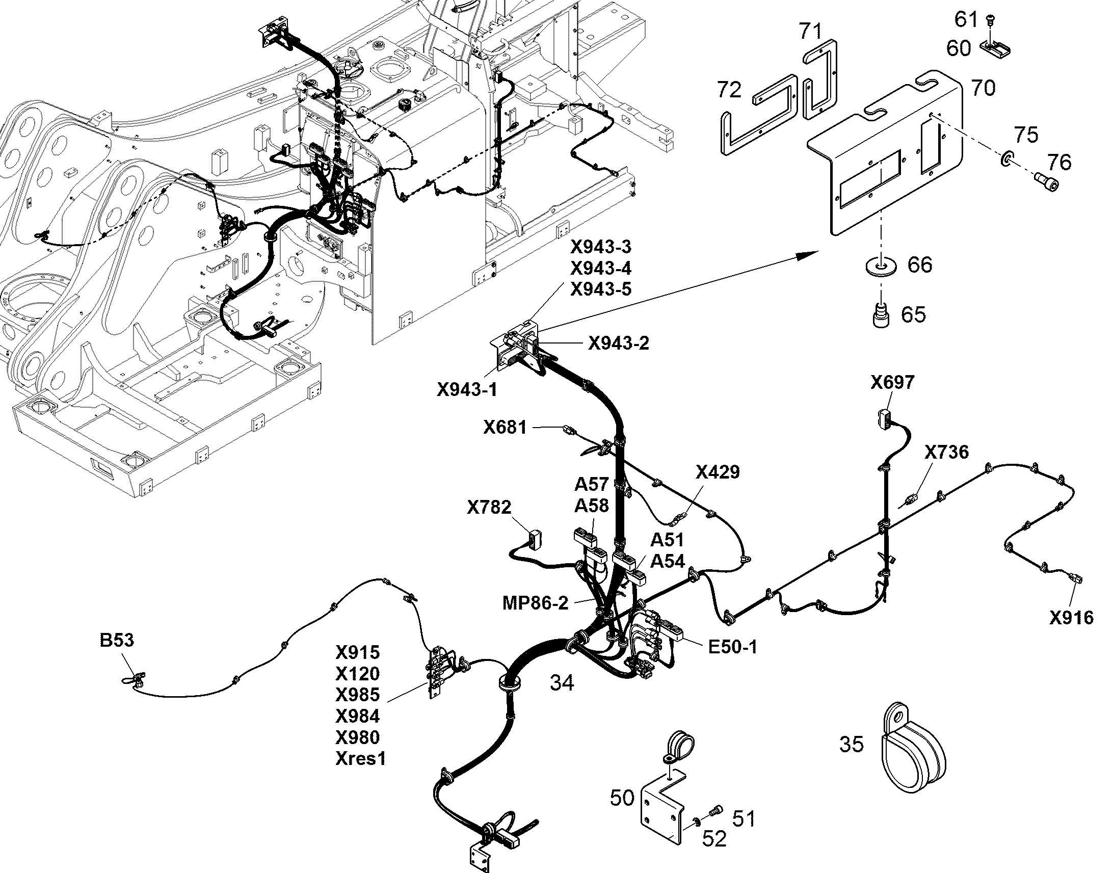 КОМПЛ. ПРОВОДОВ ПОВ. ПЛАТФ. W15 12875644 LIEBHERR