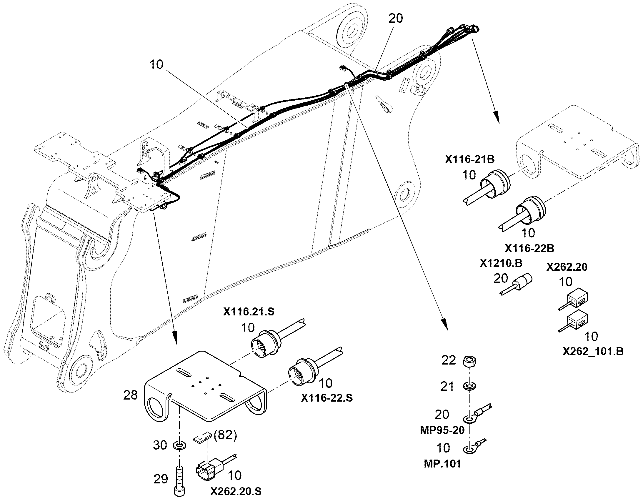 WIRING HARNESS EXTENSION W50 11408463 LIEBHERR