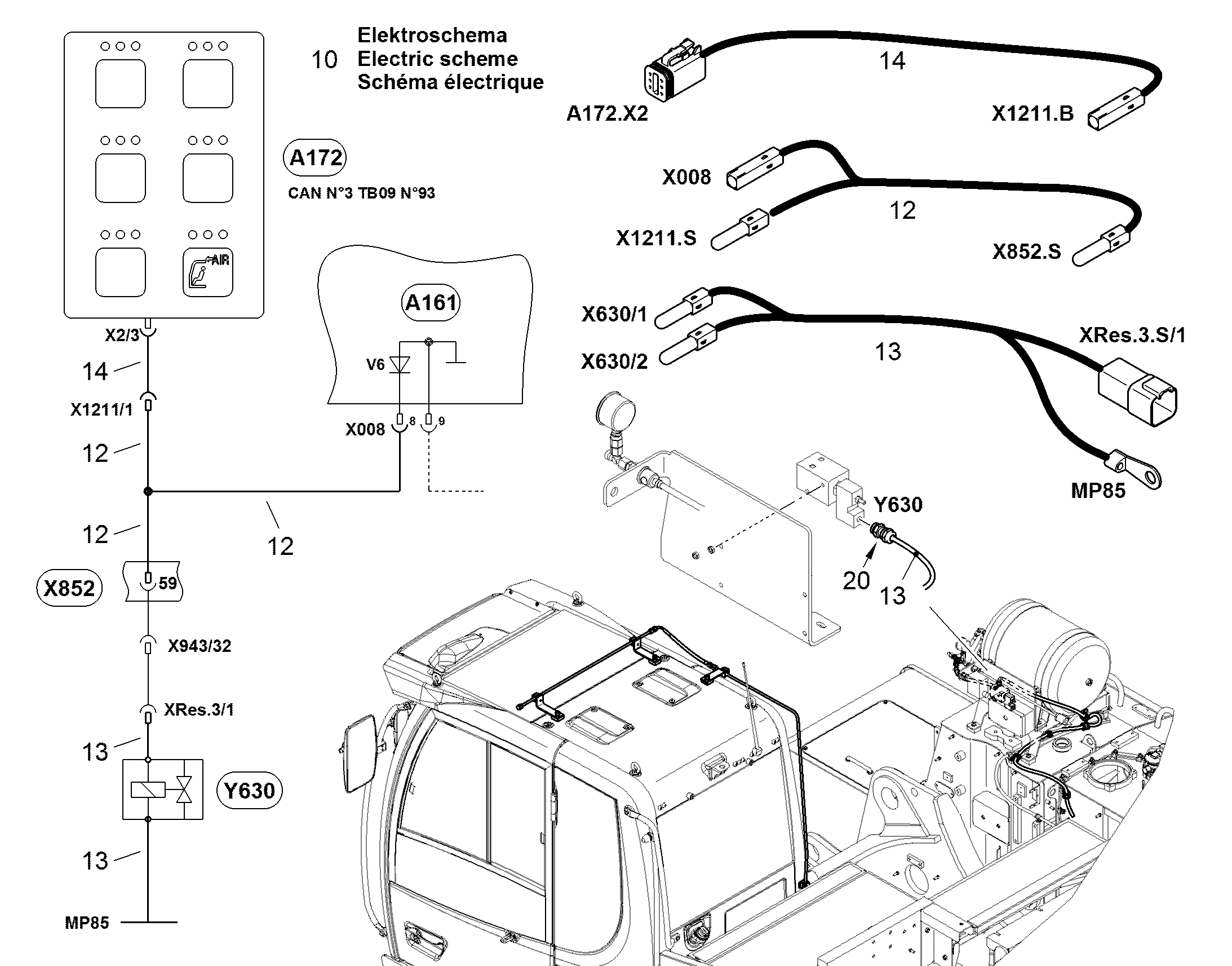 ЭЛЕКТРОСХЕМА МОНТАЖНОГО УЗЛА 12858381 LIEBHERR