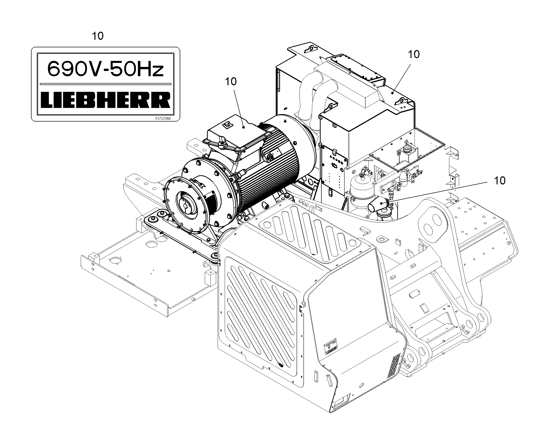 МОНТ.КОМПЛ.ВЫКЛ.МАСЛ.ГИДРОПР. 690V 50HZ 160KW 11733991 LIEBHERR