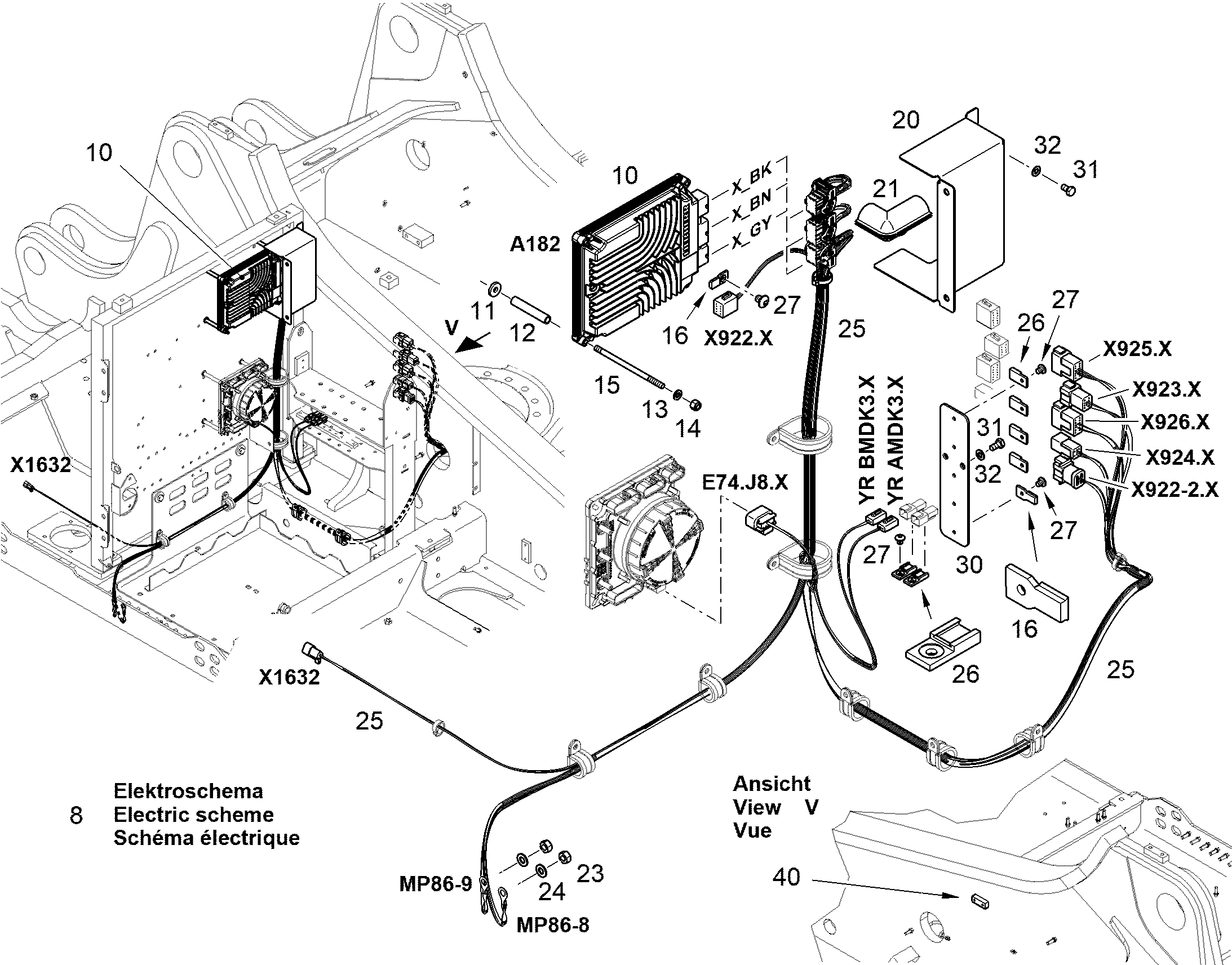 ЭЛЕКТРОСХЕМА МОНТАЖНОГО УЗЛА W0 13520504 LIEBHERR