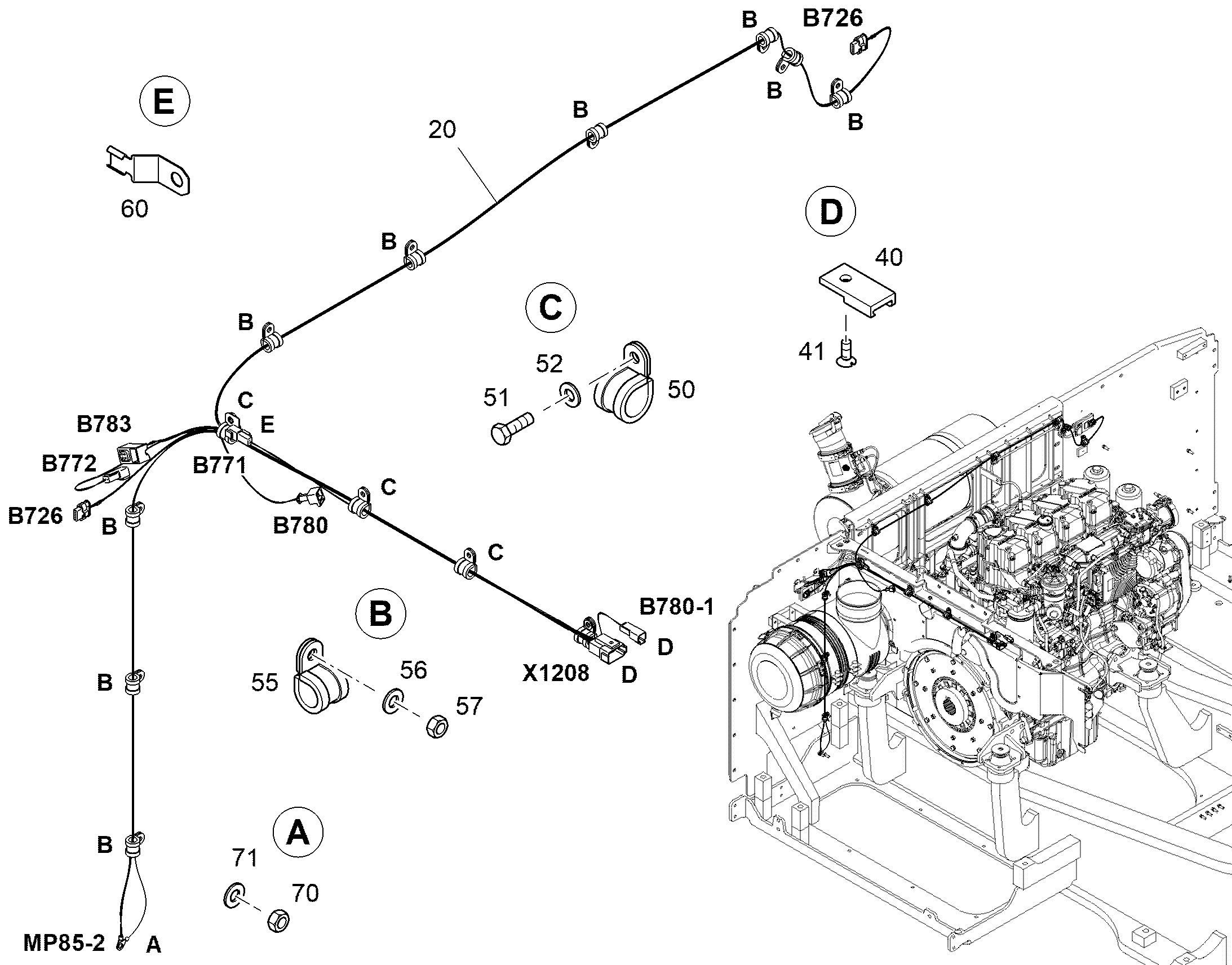КАБ.КОМПЛ.ПЛАТЫ ДАТЧ.РУКОЯТКИ- W8 12806083 LIEBHERR
