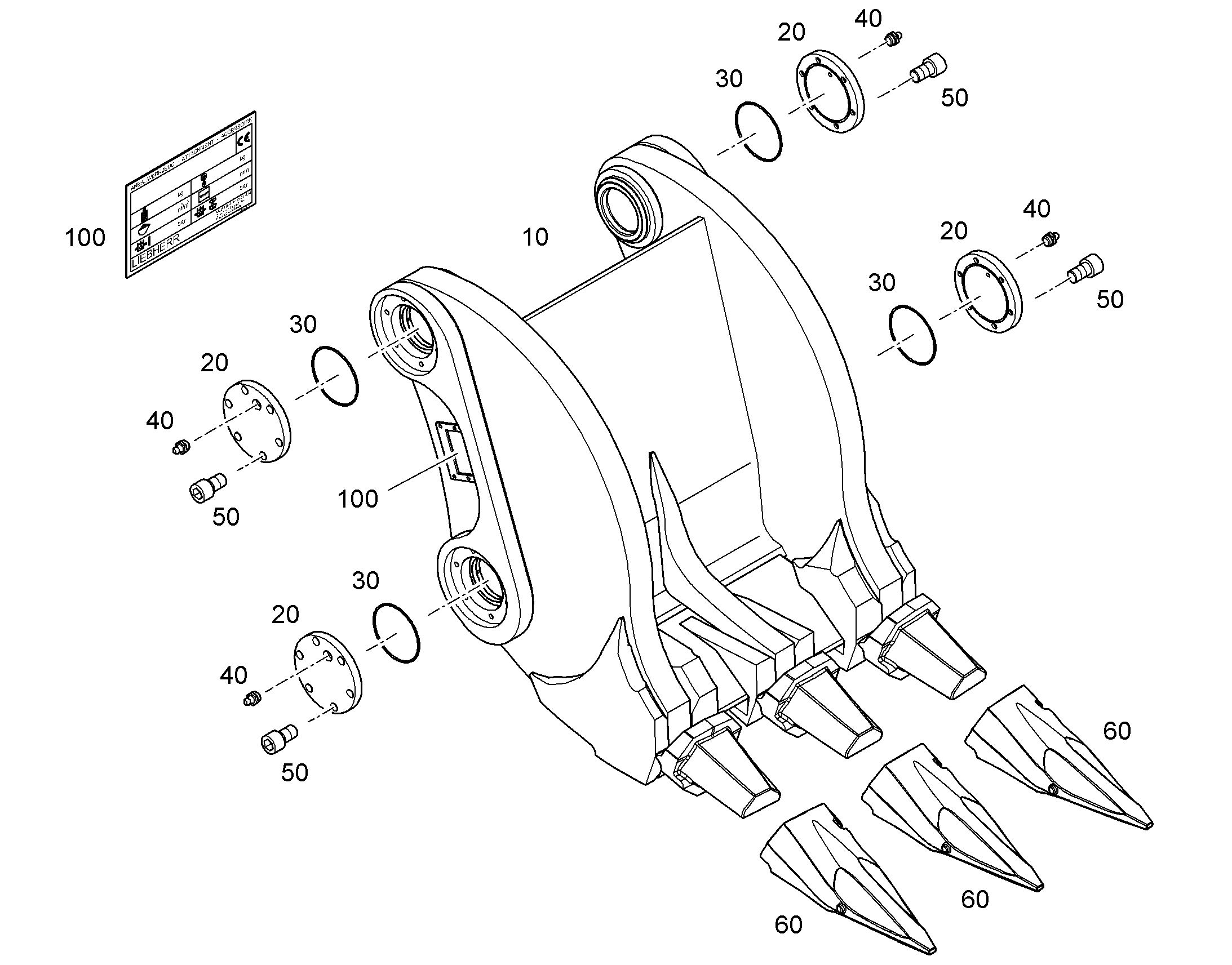 КОВШ СЪЕМНЫЙ 850mm 0,16m³ 12932398 LIEBHERR