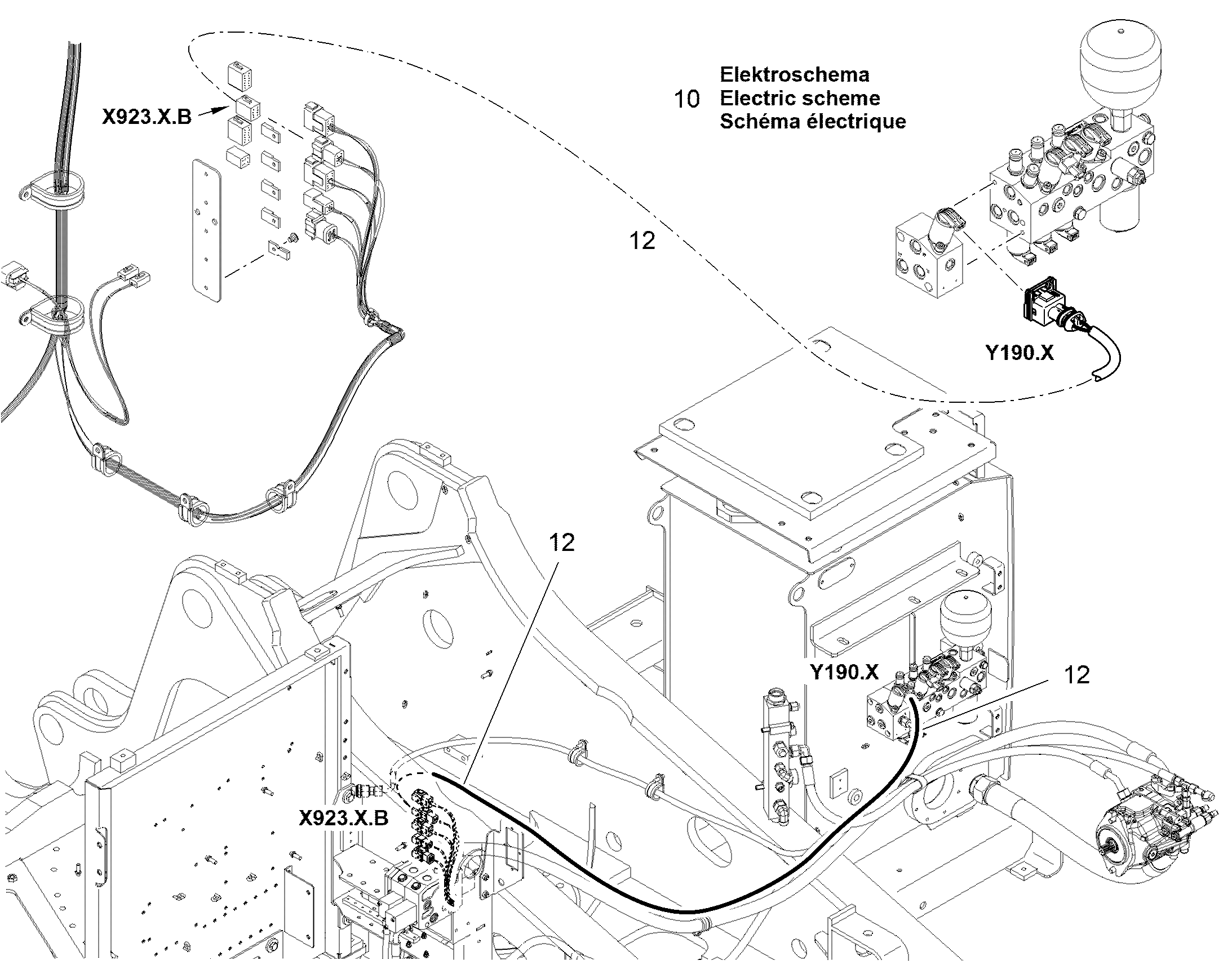 ЭЛЕКТРОСХЕМА МОНТАЖНОГО УЗЛА 12980040 LIEBHERR