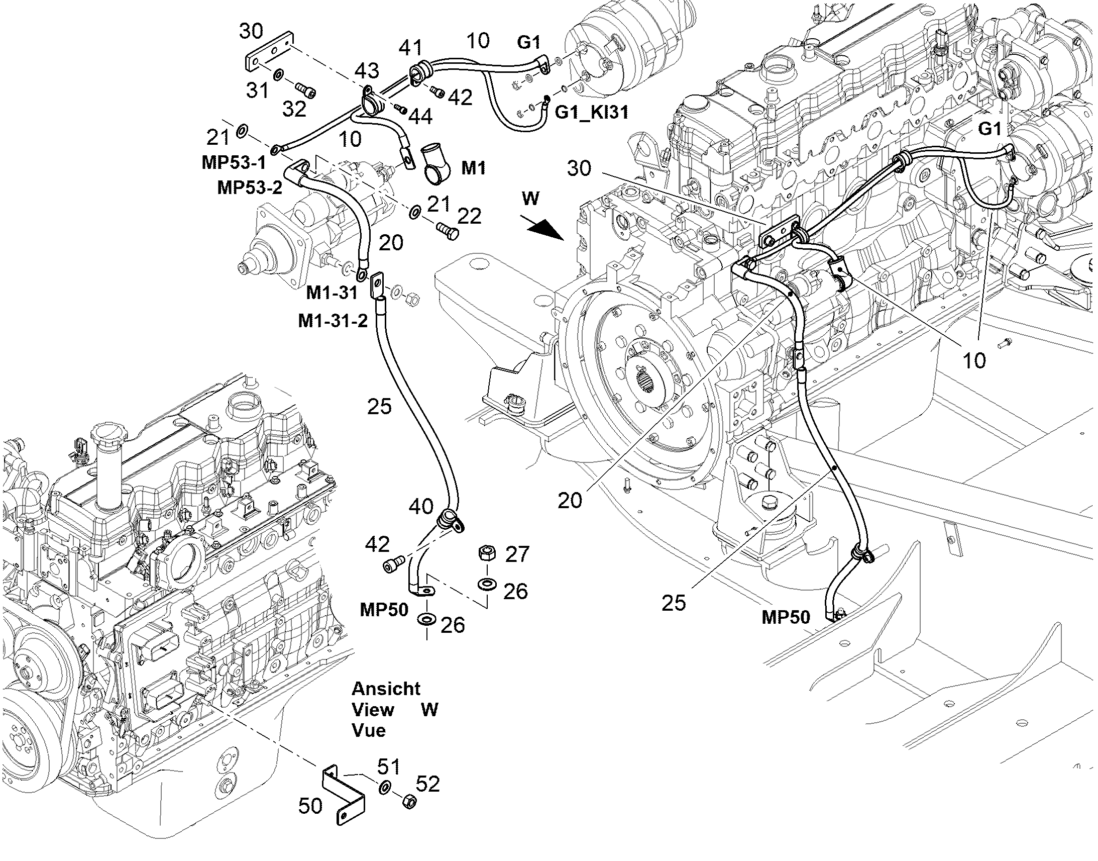 КАБЕЛЬН.КОМПЛ.ДВИГАТЕЛЬ-РАМА W8 12947613 LIEBHERR