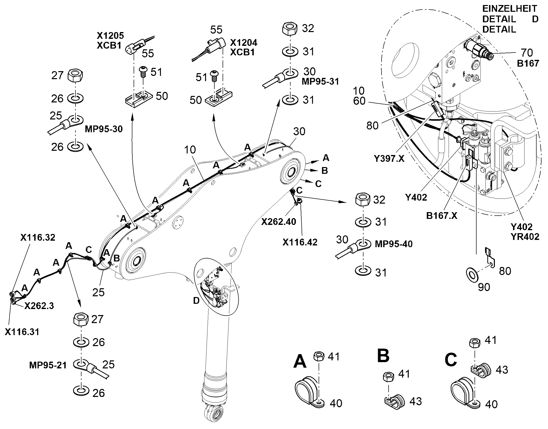КОМПЛЕКТ КАБЕЛЕЙ W30 13493870 LIEBHERR