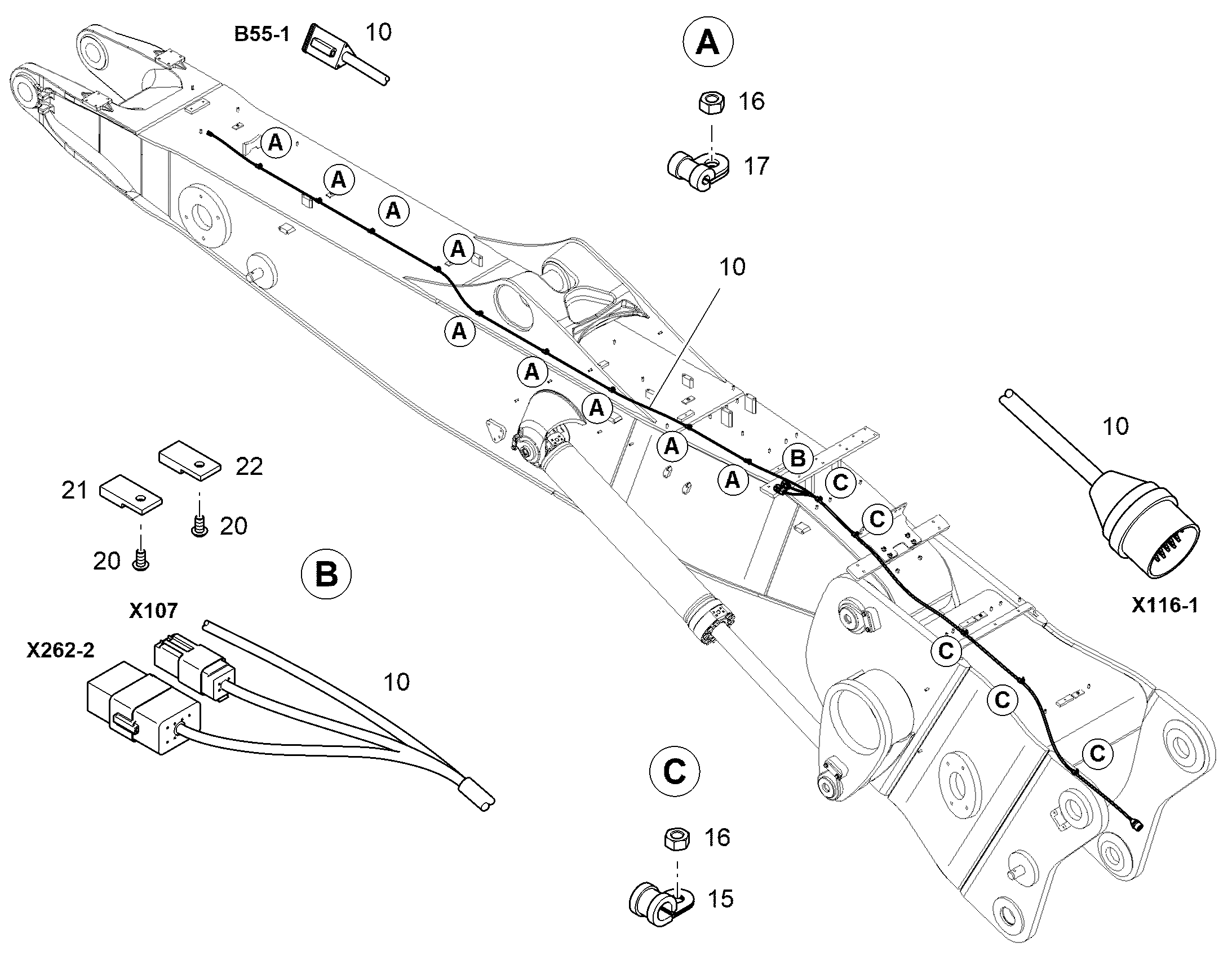 КОМПЛЕКТ КАБЕЛЕЙ X116-1/X262-2/X107 11731544 LIEBHERR