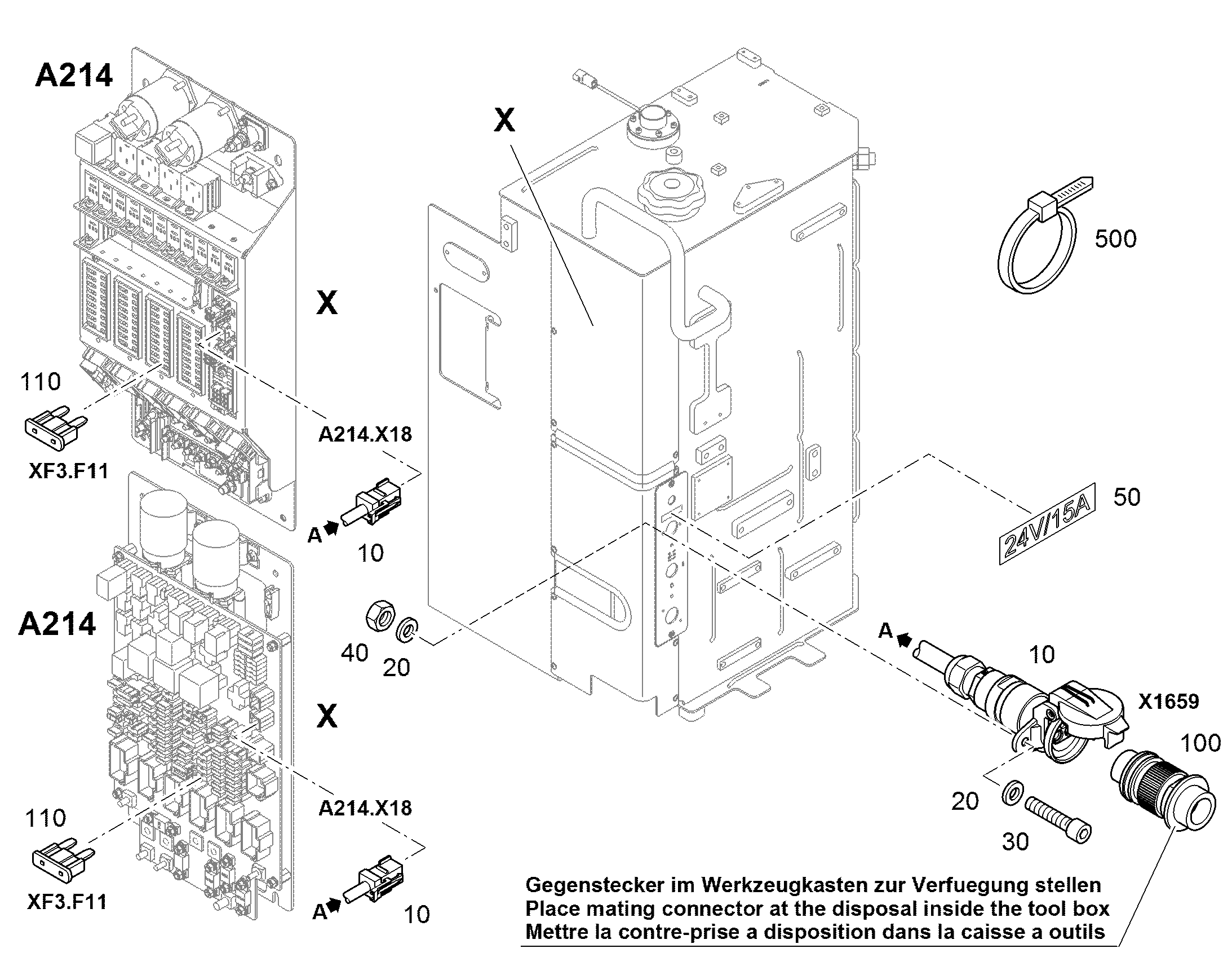 ТАБЛИЧКА 24V/15A 72mmX18mm 12475398 LIEBHERR