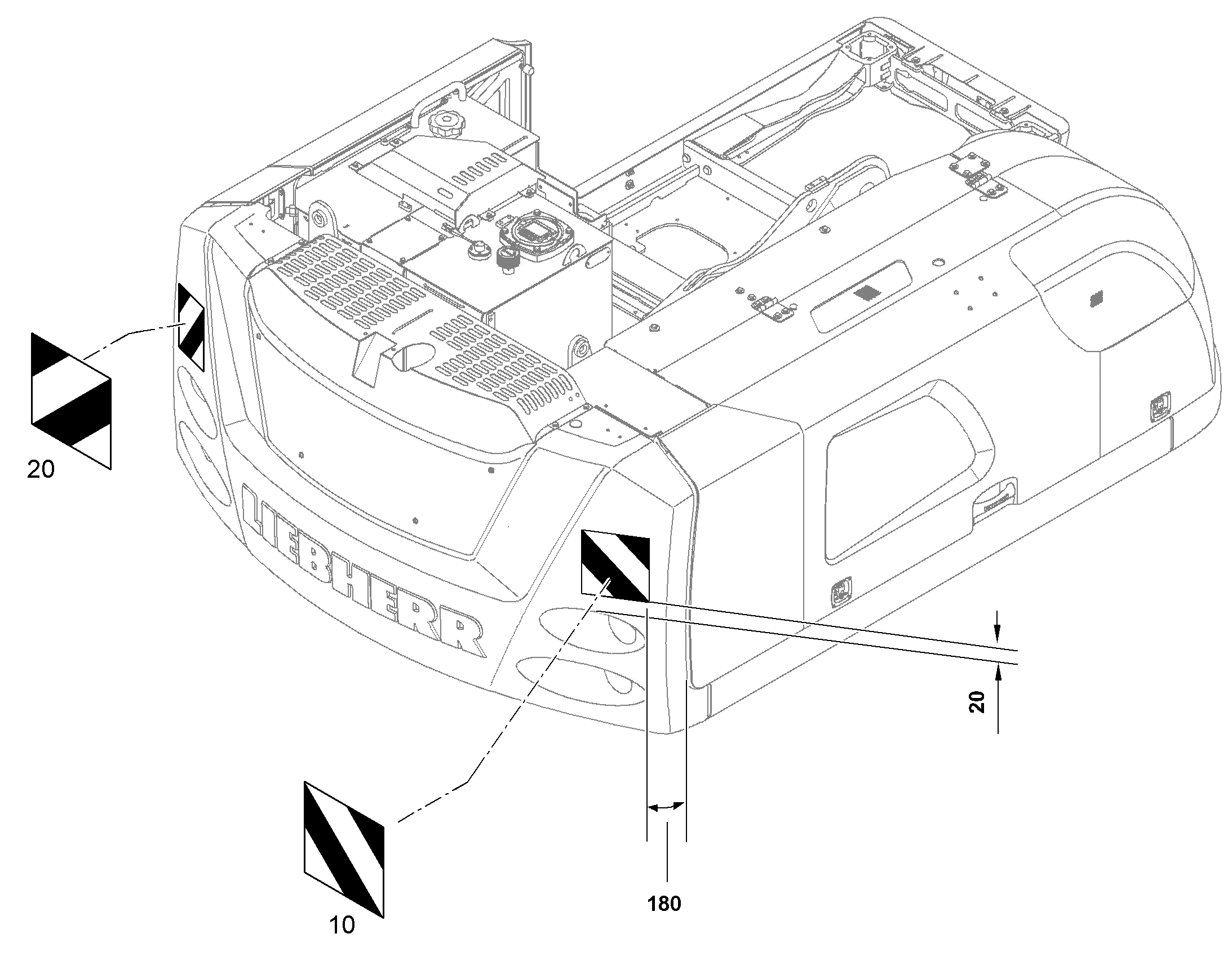 ТАБЛИЧКА 'ПРЕДУПР. МАРКИРОВКА' 282mmX282mm 13480974 LIEBHERR