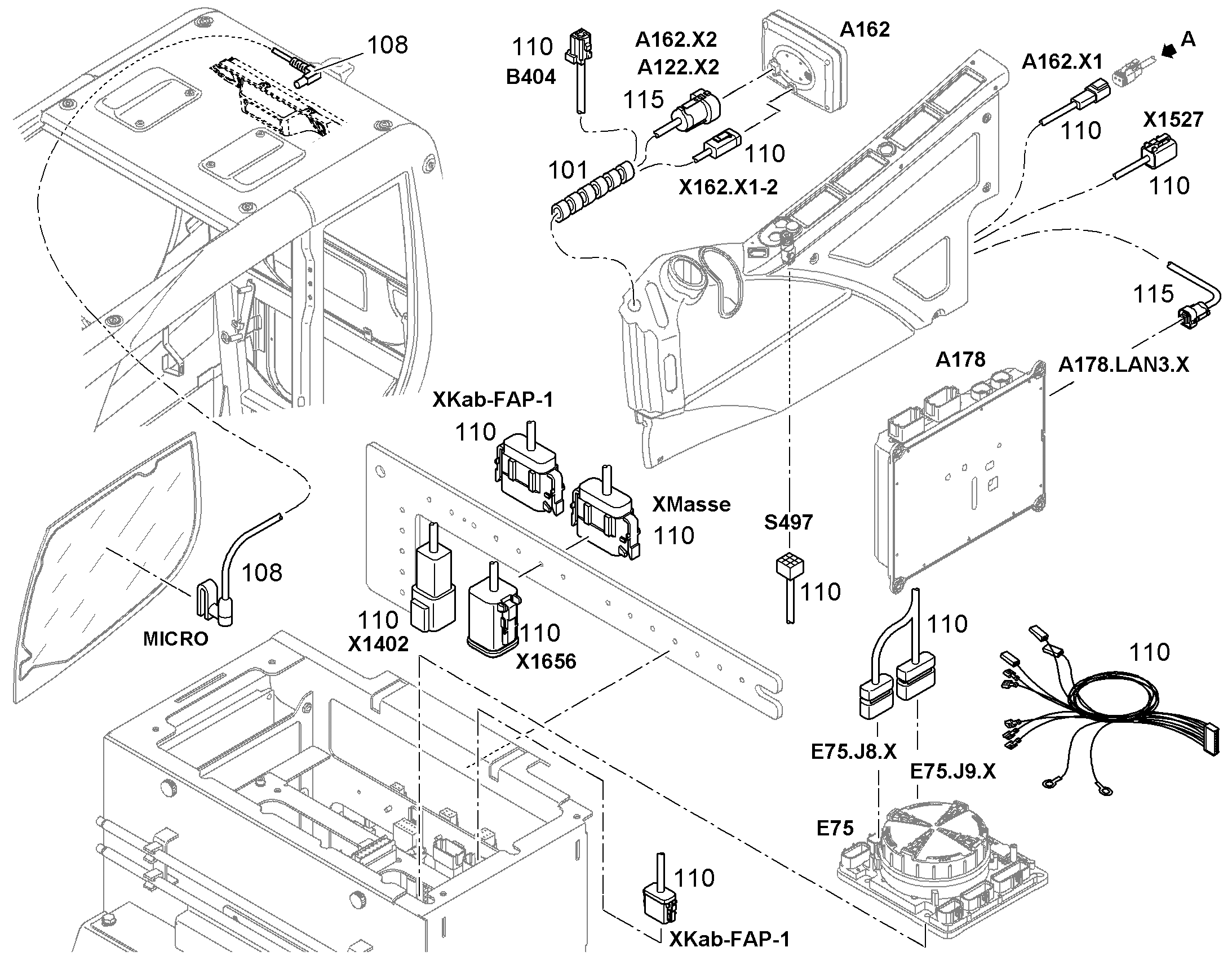 КОМПЛЕКТ КАБЕЛЕЙ КАБИНЫ 12829349 LIEBHERR