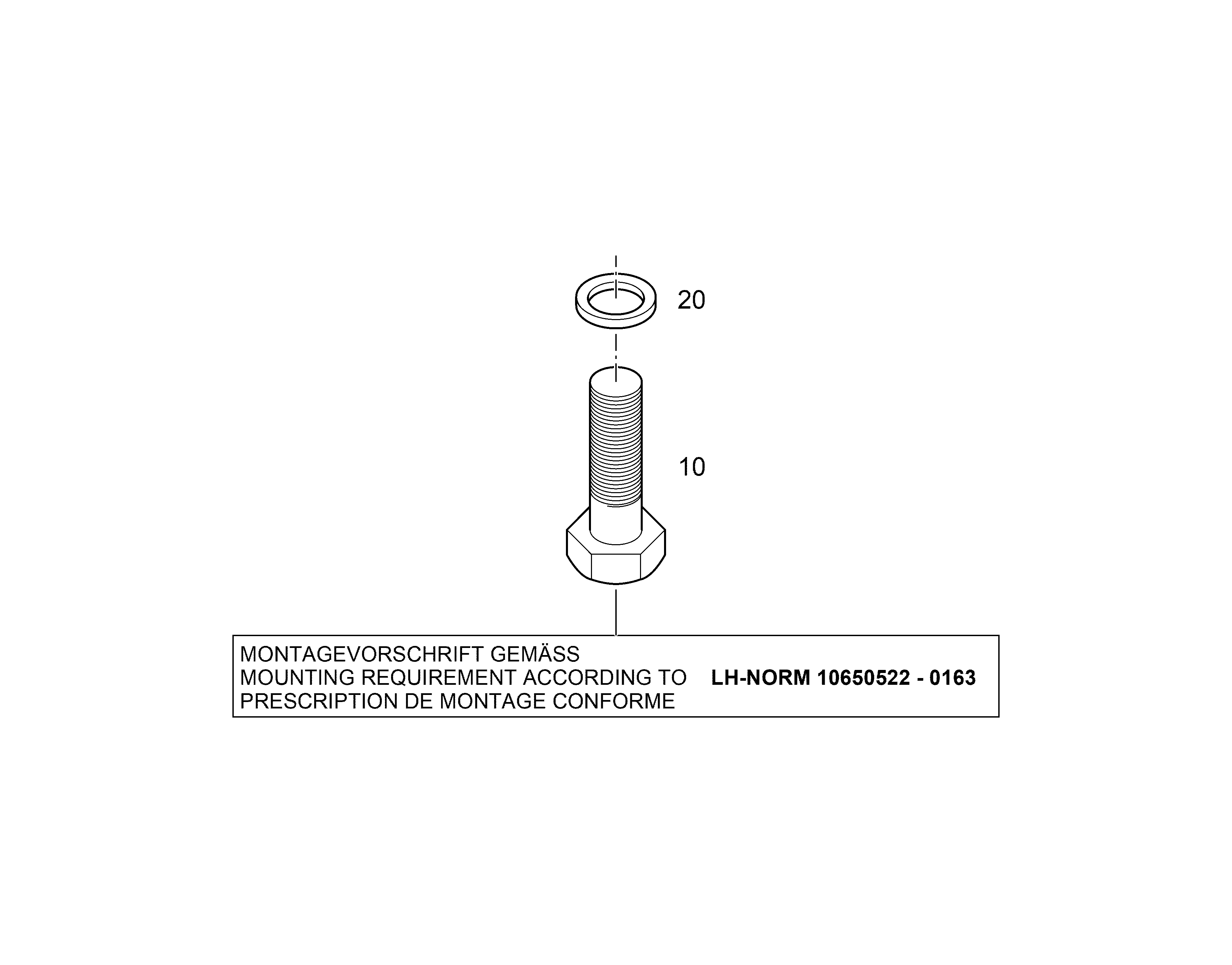 БОЛТ С ШЕСТИГРАННОЙ ГОЛОВКОЙ ISO 4017 M20X70 10.9 FLZN 7367538 LIEBHERR
