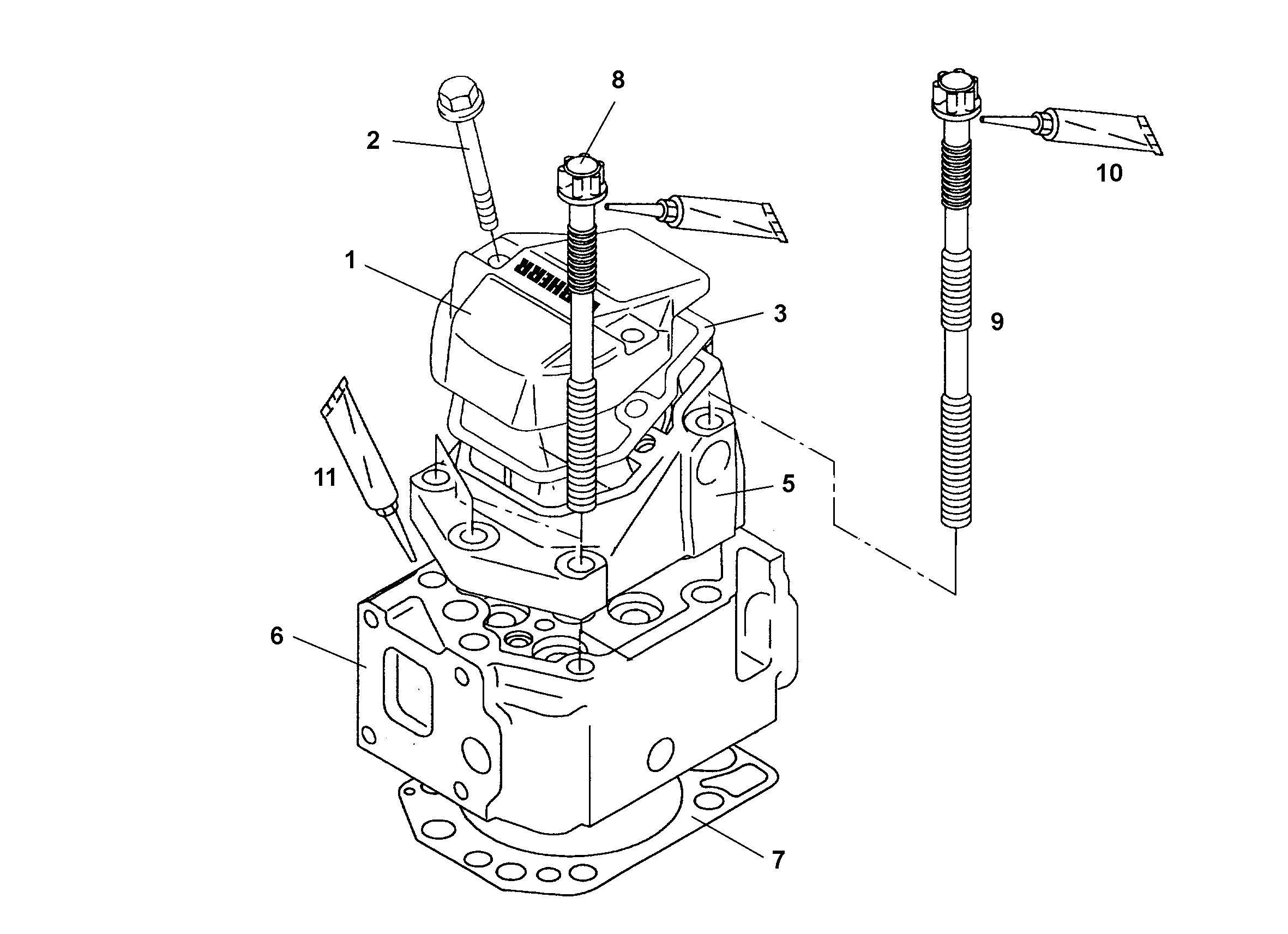 ВИНТ С ШЕСТИГРАННОЙ ГОЛОВКОЙ M15X198 St Rm>1200N/mm² ZNPH5F 10012554 LIEBHERR
