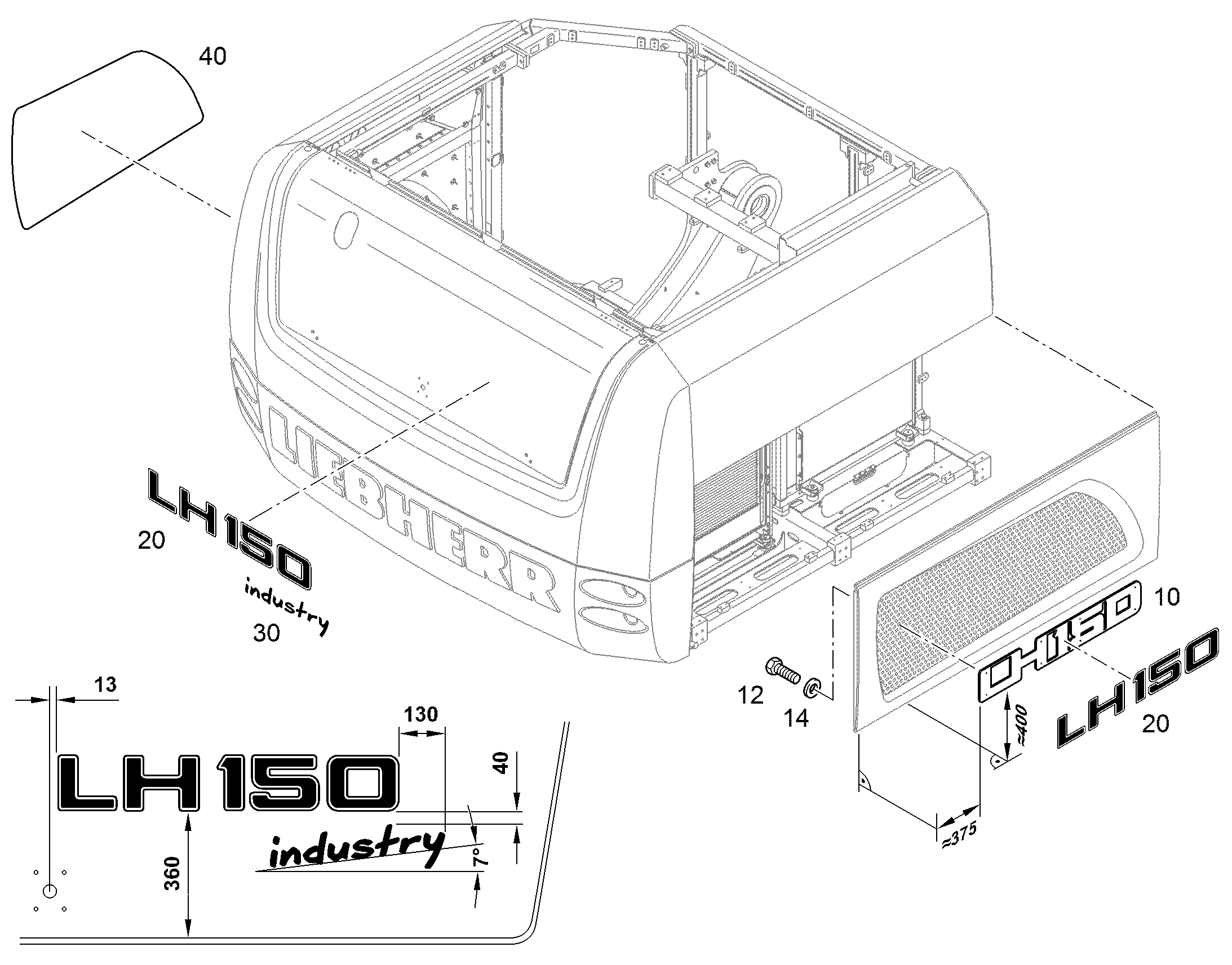 НАКЛЕЙКА INDUSTRY 490,1mmX137,81mm 94021624 LIEBHERR