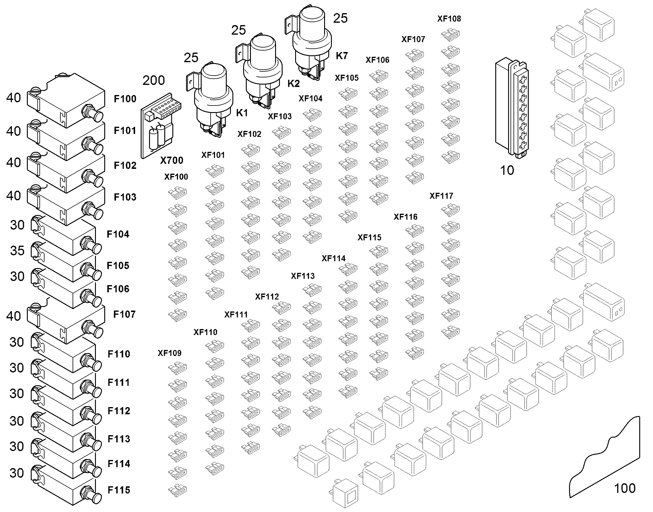НАКЛАДКА ПРЕДОХРАНИТЕЛЬНАЯ 25A 24A 8-POL 10217142 LIEBHERR