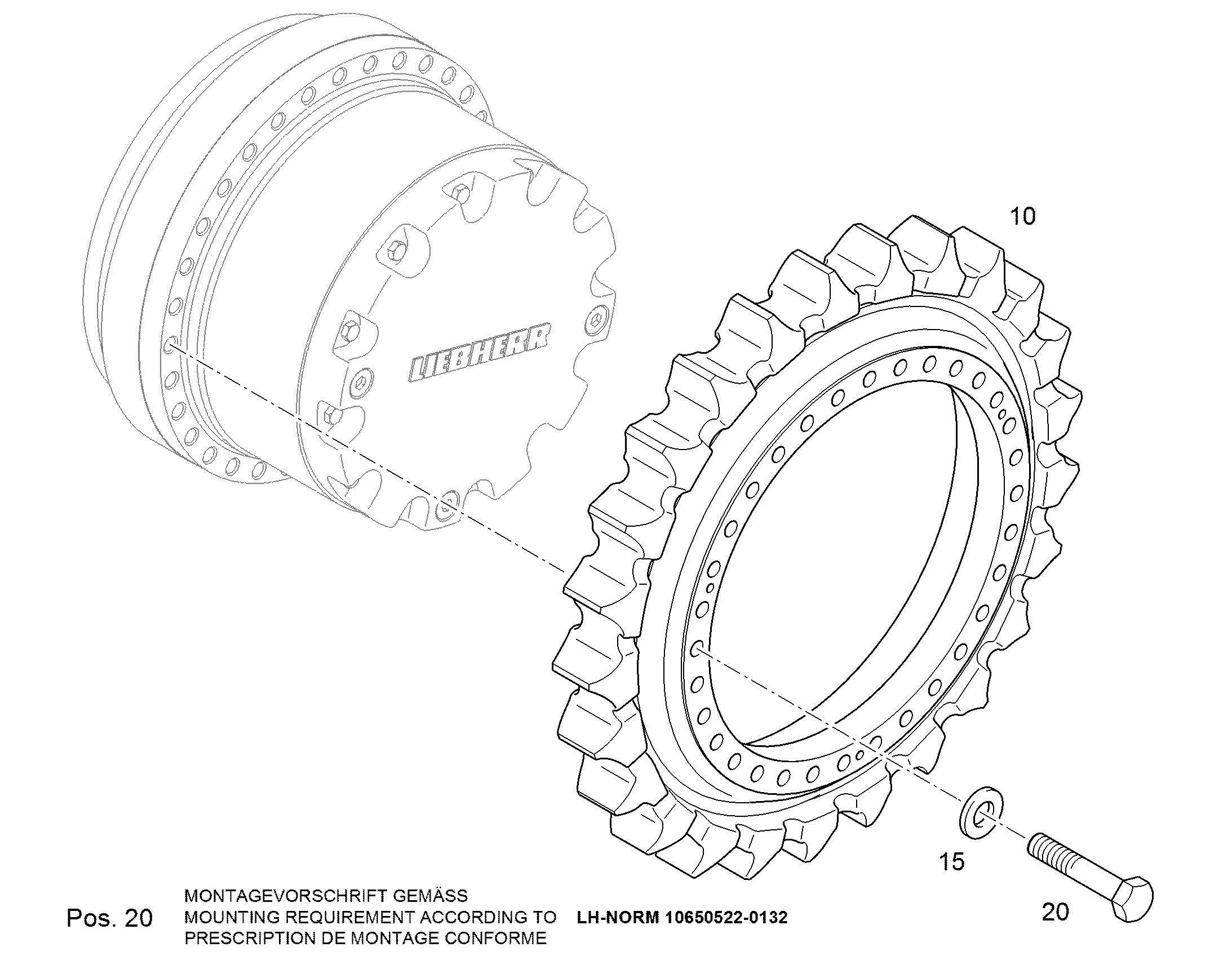 КОЛЕСО ЗВЕЗДОЧКИ D7G 11696398 LIEBHERR