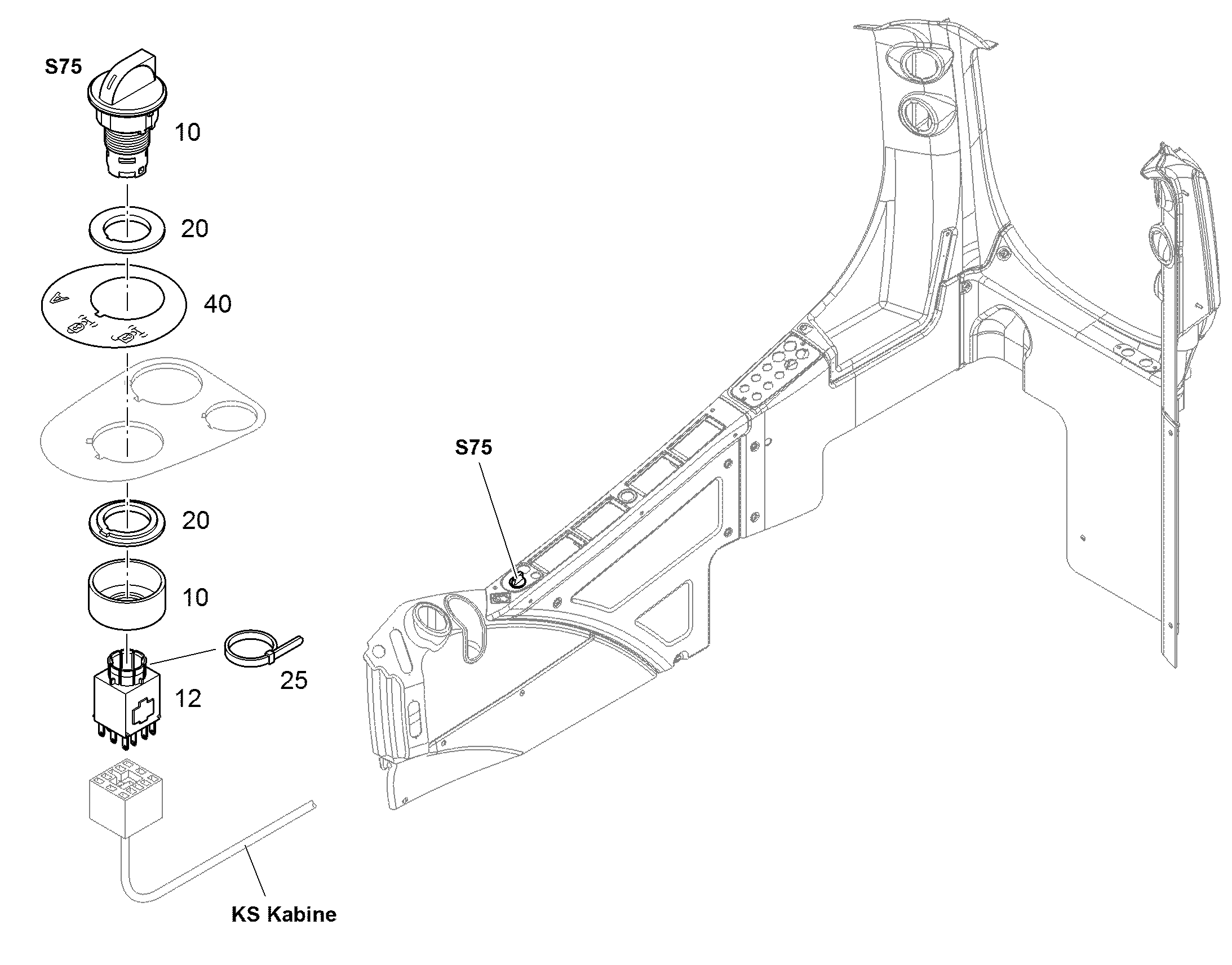 ТАБЛИЧКА АВТОМАТИКИ ШАРНИР.ОСИ Ø60mm 94011693 LIEBHERR