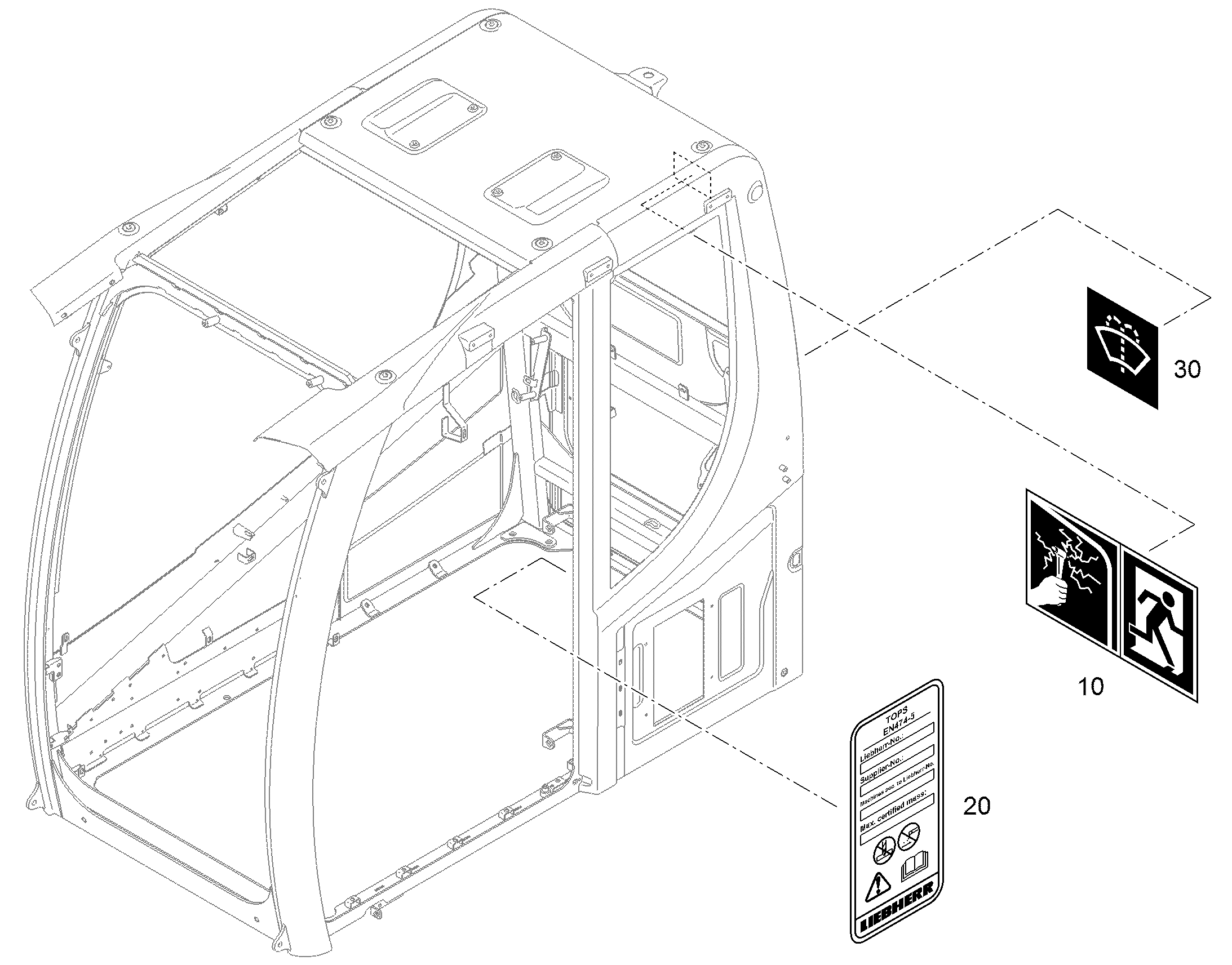 ТИПОВАЯ ТАБЛИЧКА TOPS 50mmX95mm 94095410 LIEBHERR