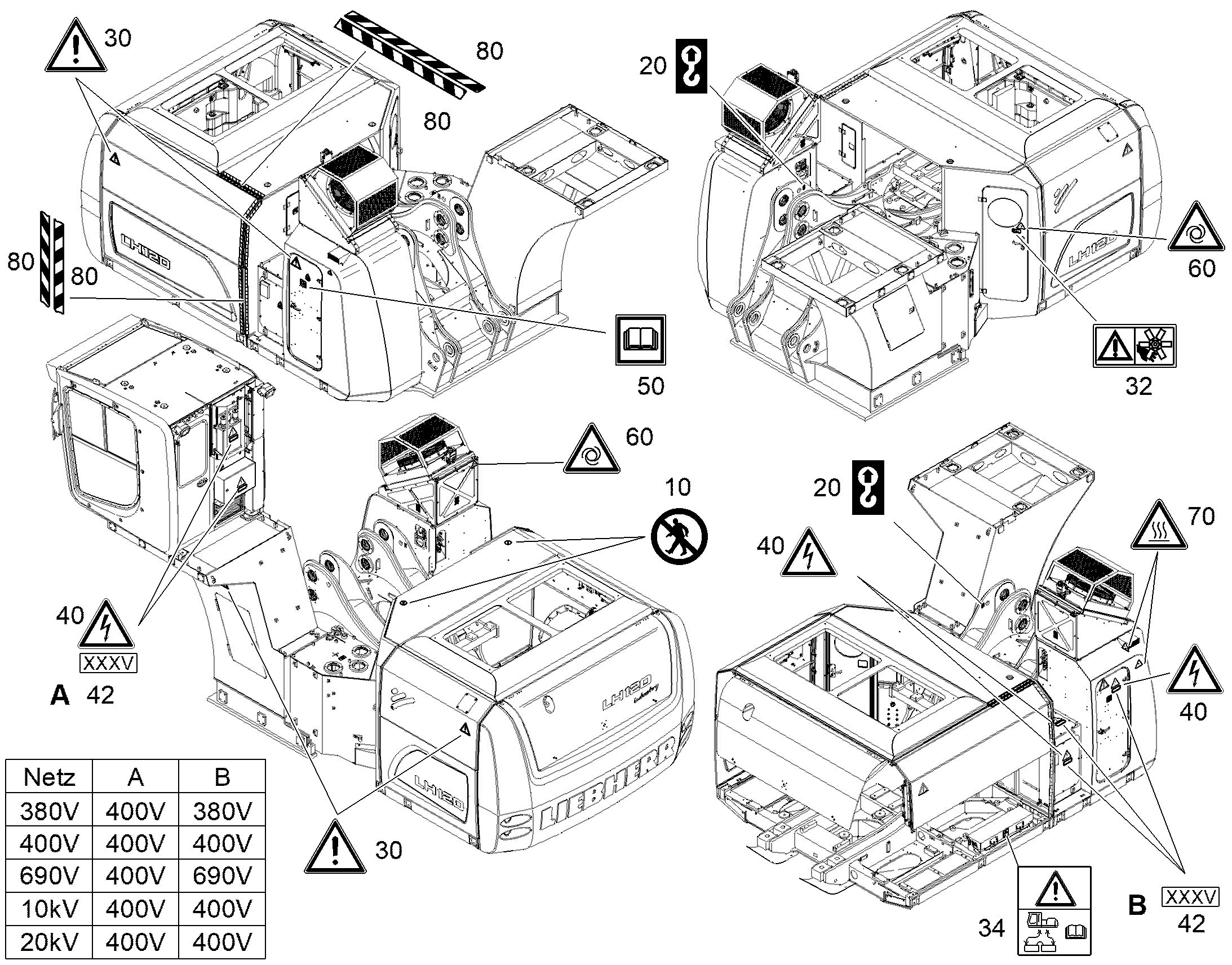 ЗНАК ПРЕДУПРЕЖДАЮЩИЙ ELEKTR.SPANNUNG Ø65mm 11820767 LIEBHERR