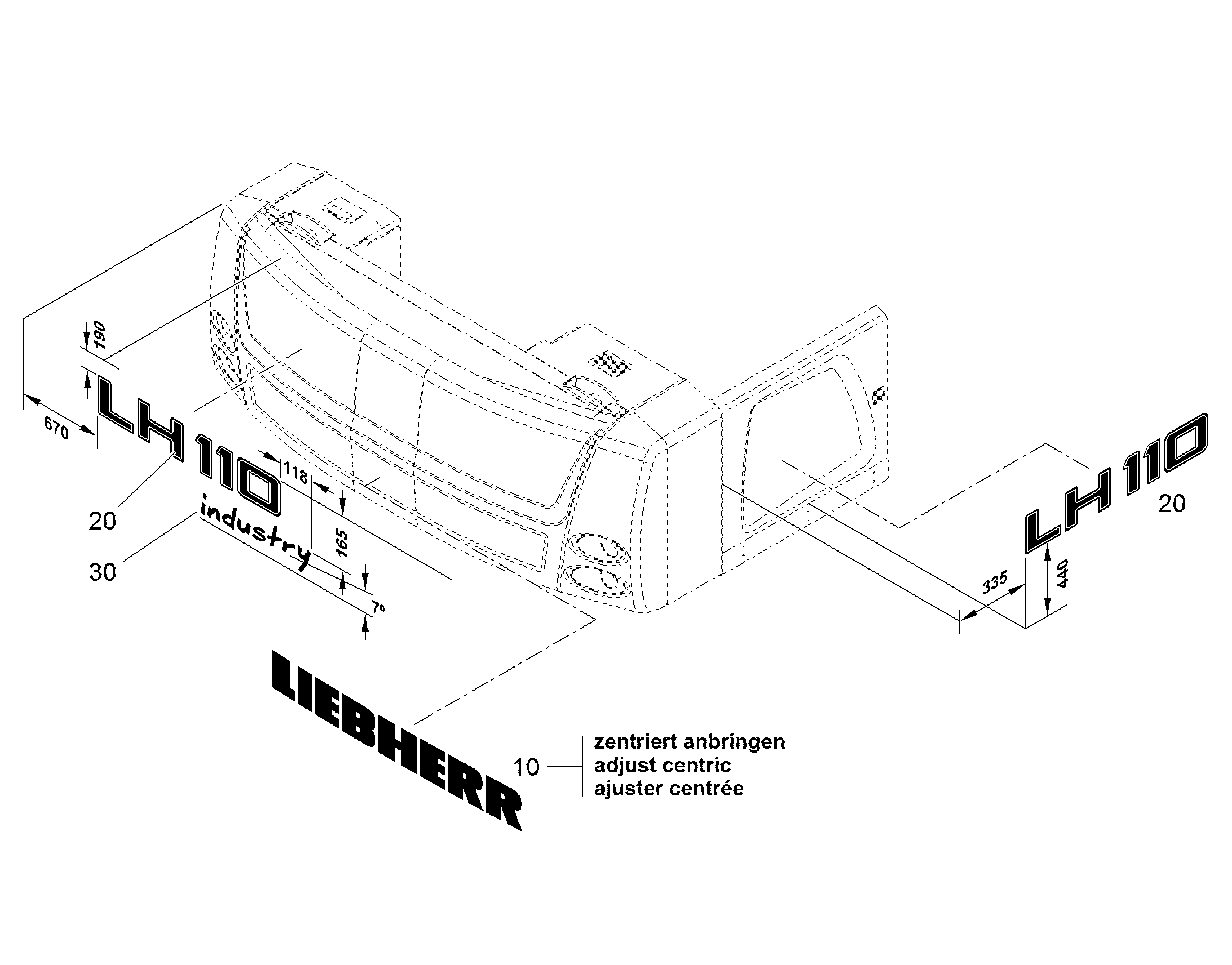 НАКЛЕЙКА INDUSTRY 400,3mmX112,55mm 94024101 LIEBHERR