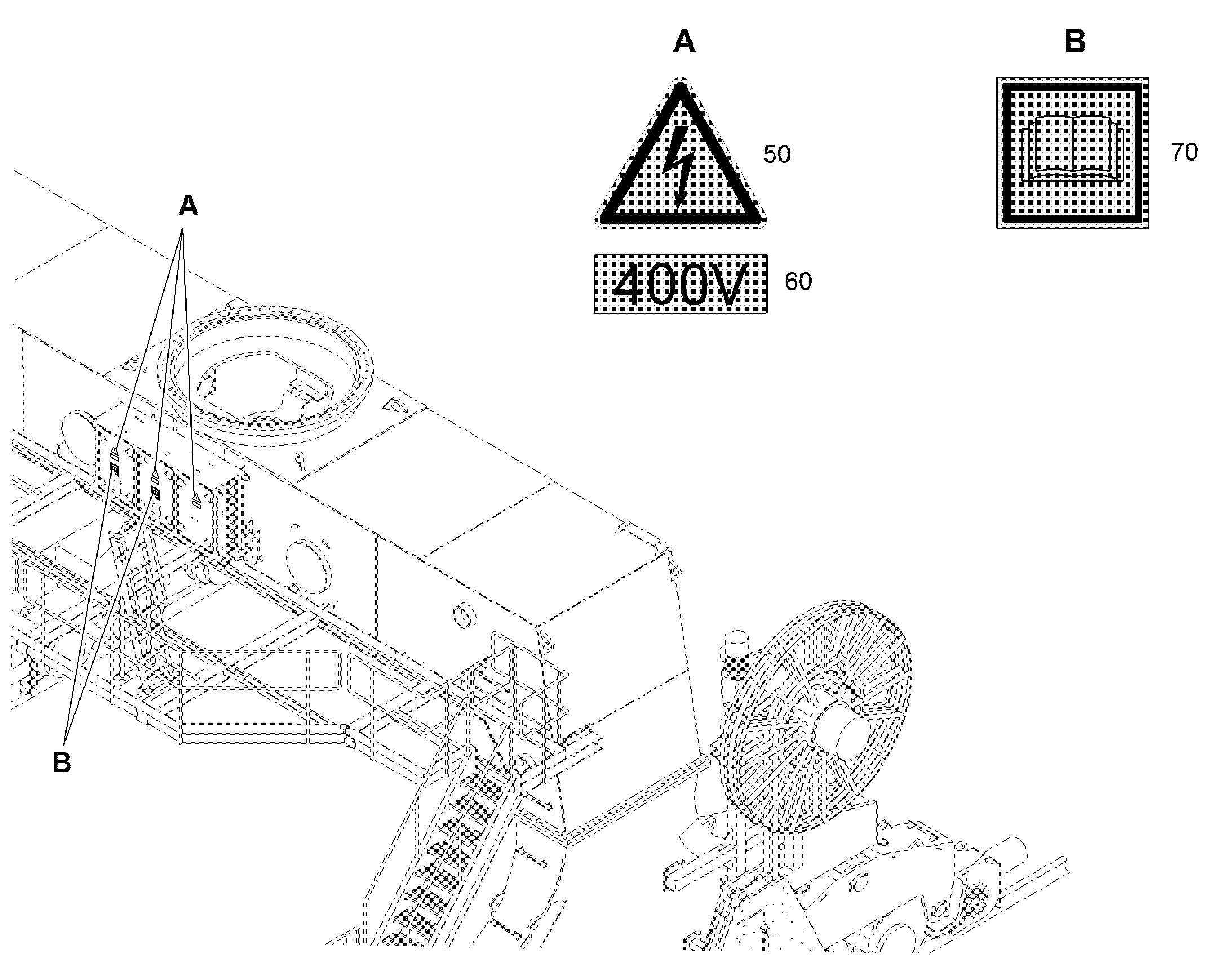 ТАБЛИЧКА 400V 74mmX25mm 11820776 LIEBHERR