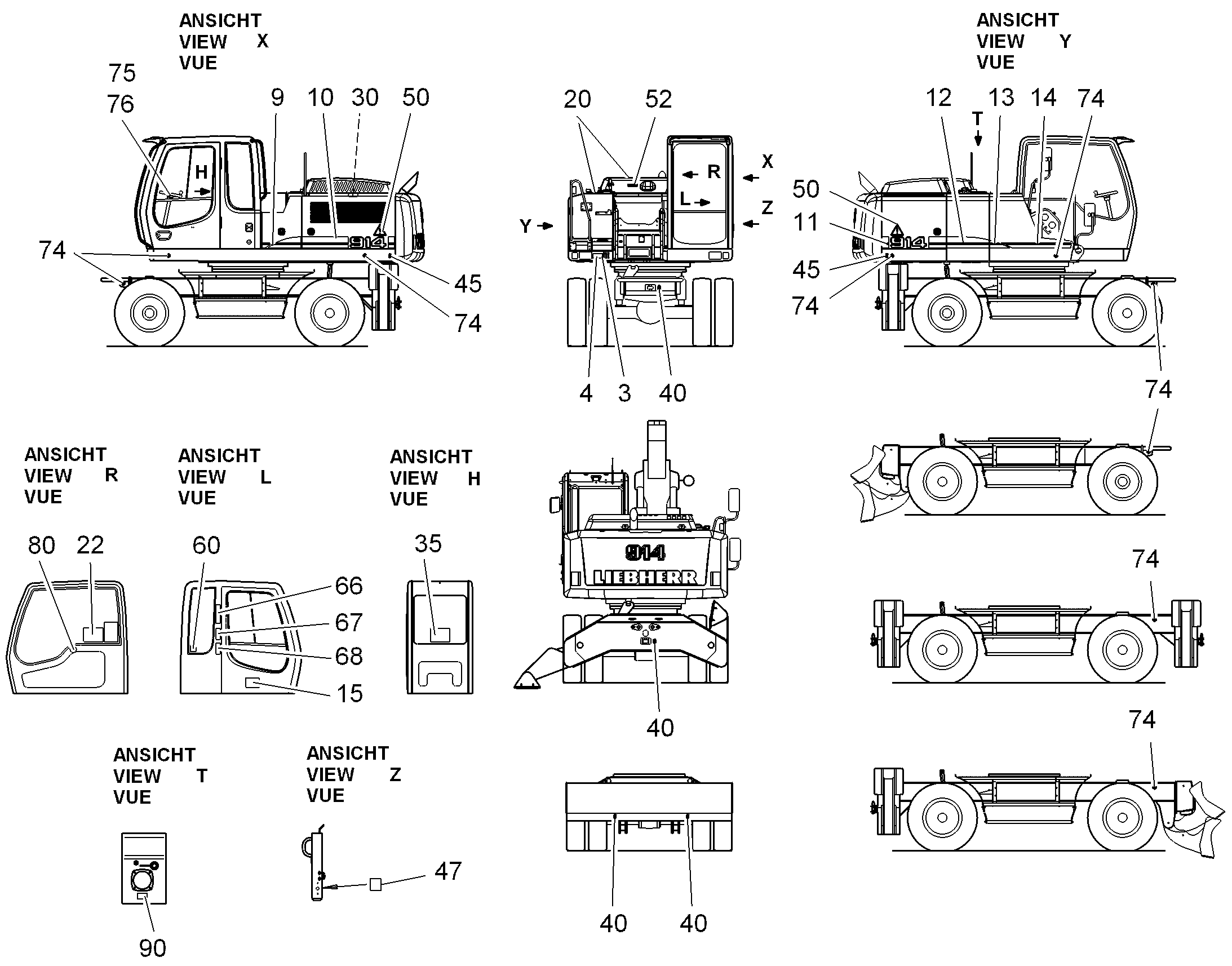 НАКЛЕЙКА 914 1490mmX170mm 9626335 LIEBHERR