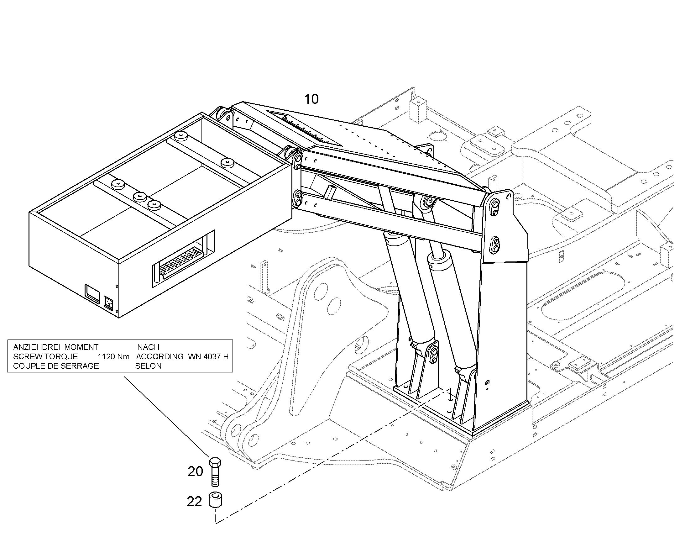 МЕХАНИЗМ ПОДЪЕМА КАБИНЫ 10412896 LIEBHERR