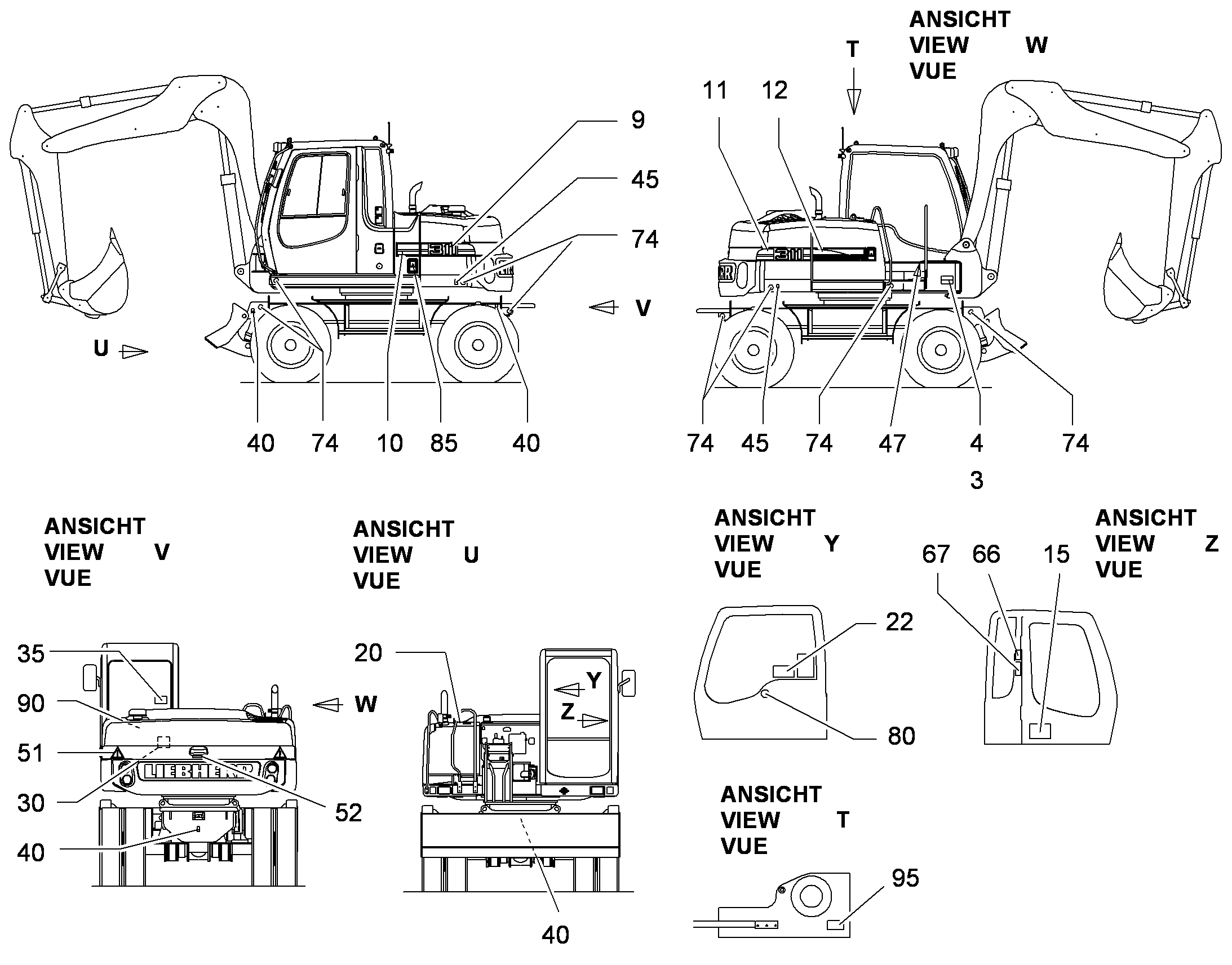 НАКЛЕЙКА СПРАВА 311 730mmX140mm 9613068 LIEBHERR