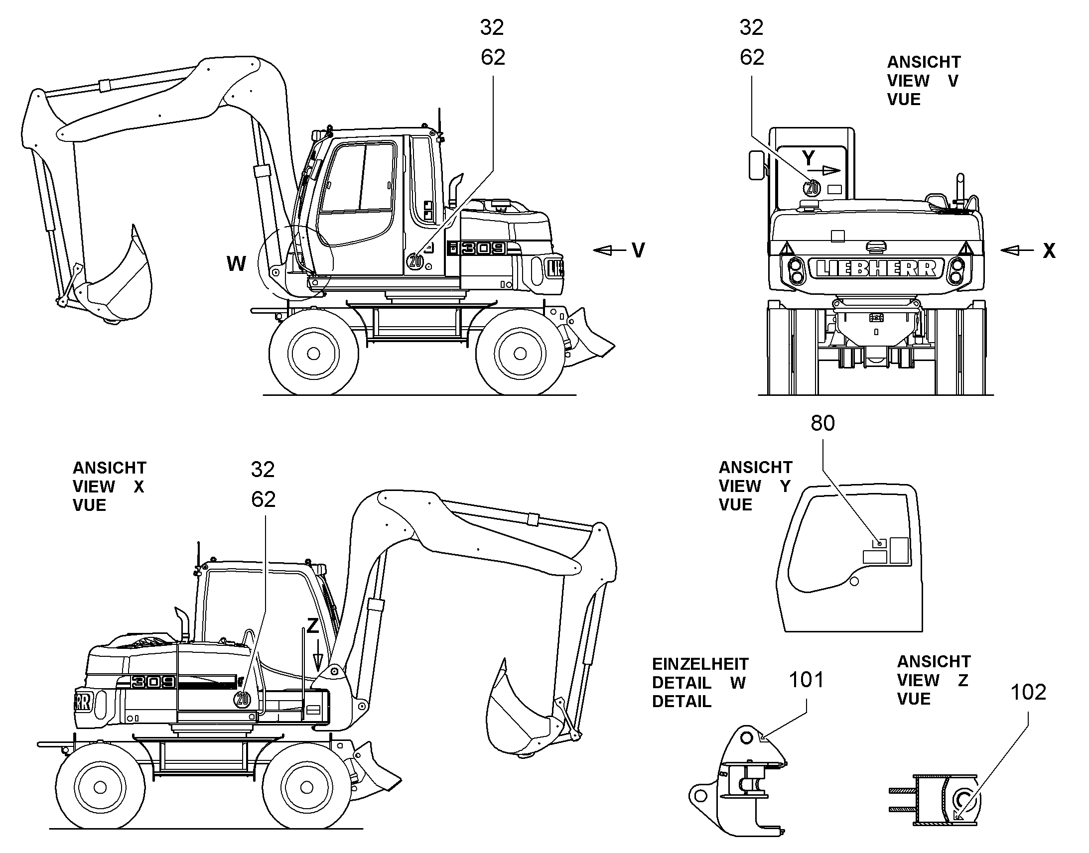 НАКЛЕЙКА 90,44mmX80mm 9590480 LIEBHERR