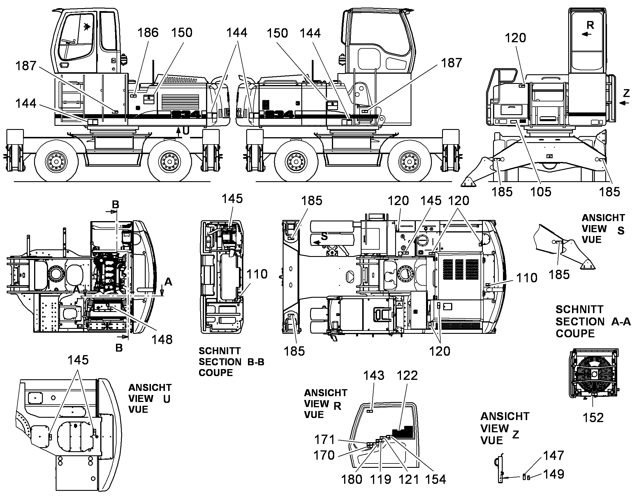 ТАБЛИЧКА СИМВОЛОВ ОБСЛУЖИВАНИЯ 297mmX210mm 9923433 LIEBHERR