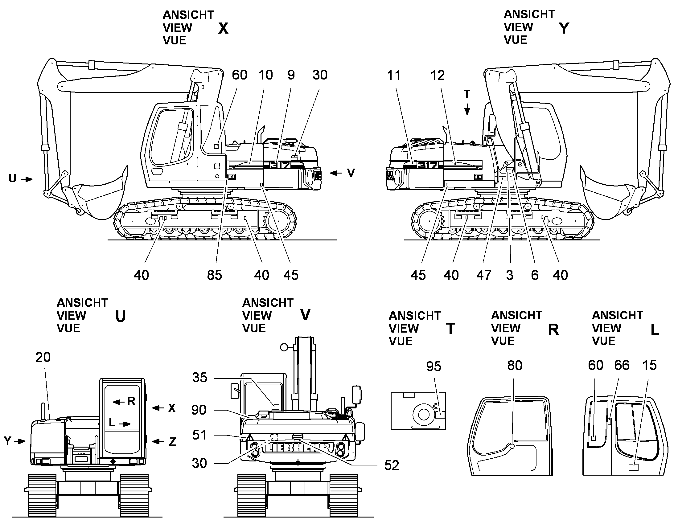 НАКЛЕЙКА СПРАВА 317 880mmX140mm 9614874 LIEBHERR