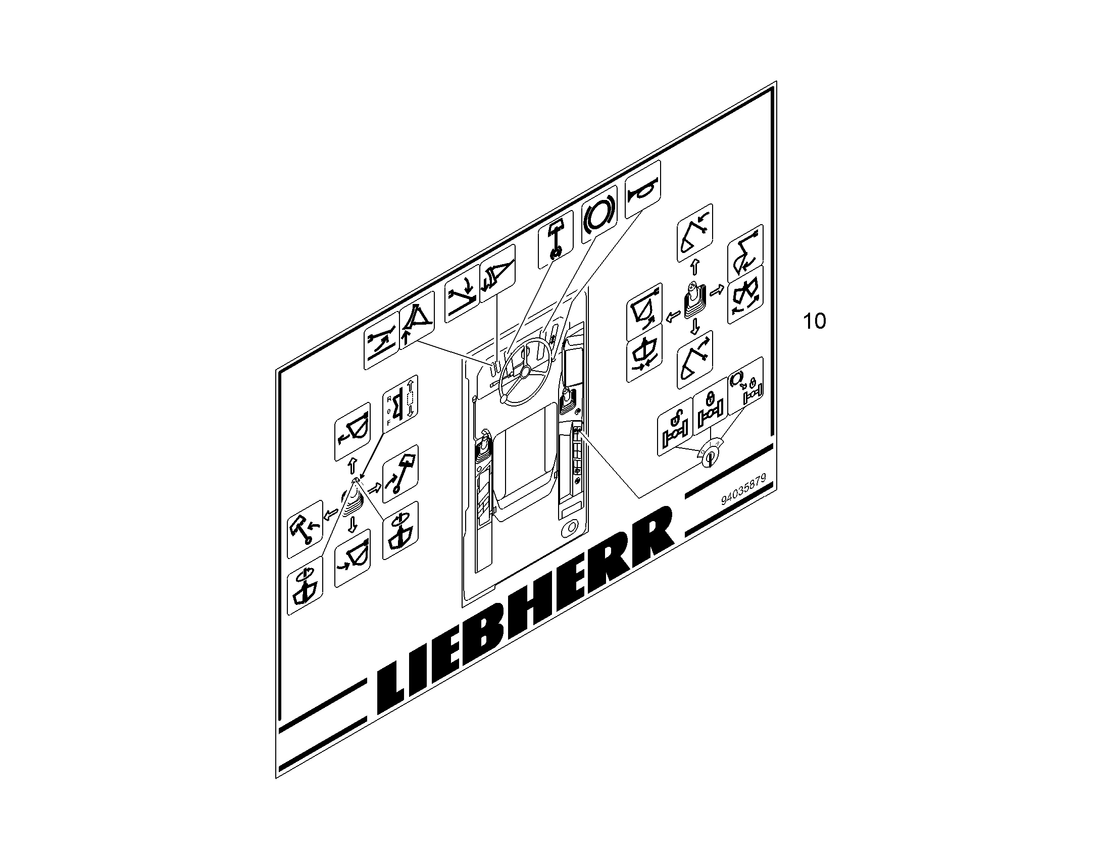 ТАБЛИЧКА СИМВОЛОВ ОБСЛУЖИВАНИЯ 297mmX210mm 94035879 LIEBHERR