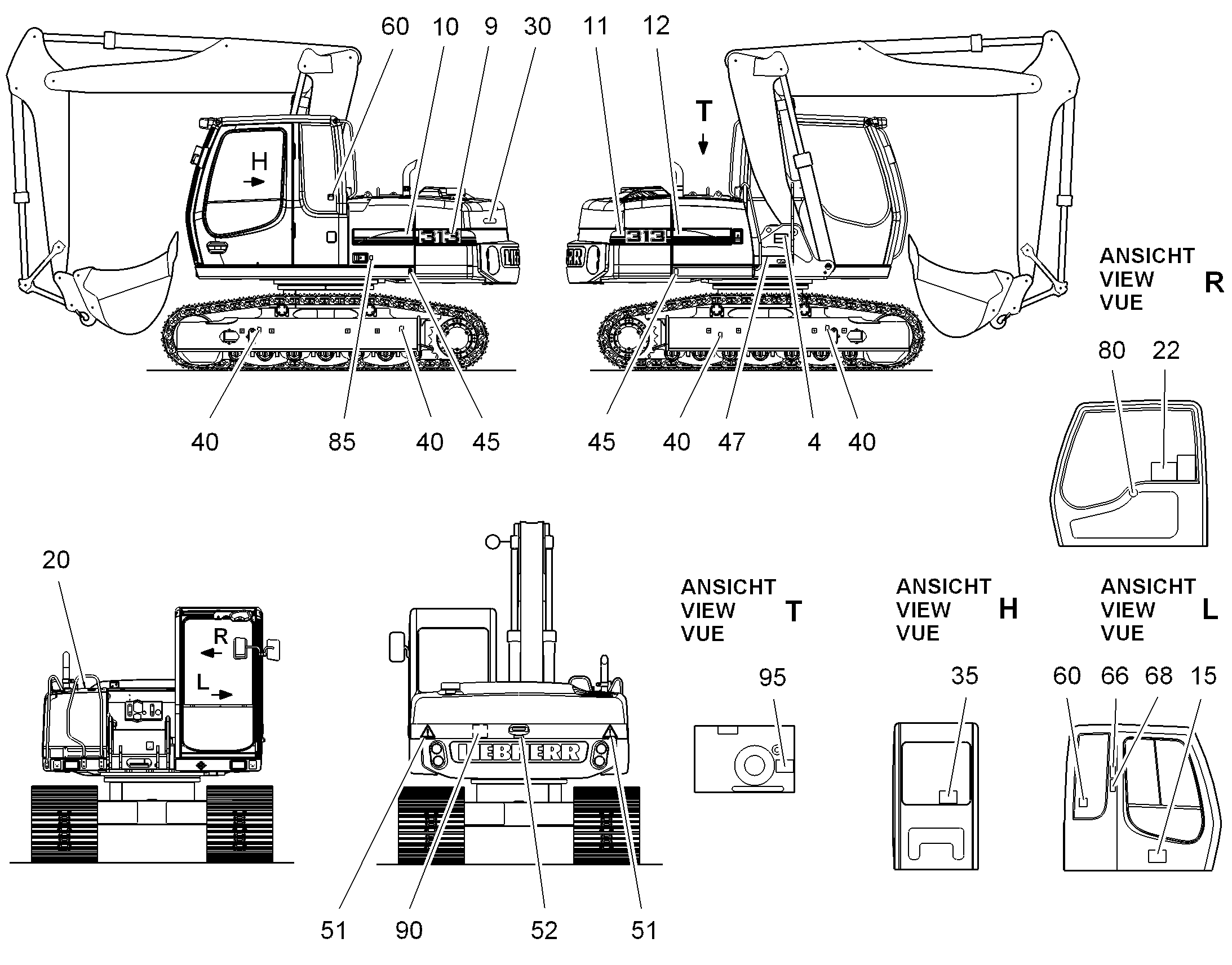 НАКЛЕЙКА СЛЕВА 313 730mmX140mm 9613029 LIEBHERR