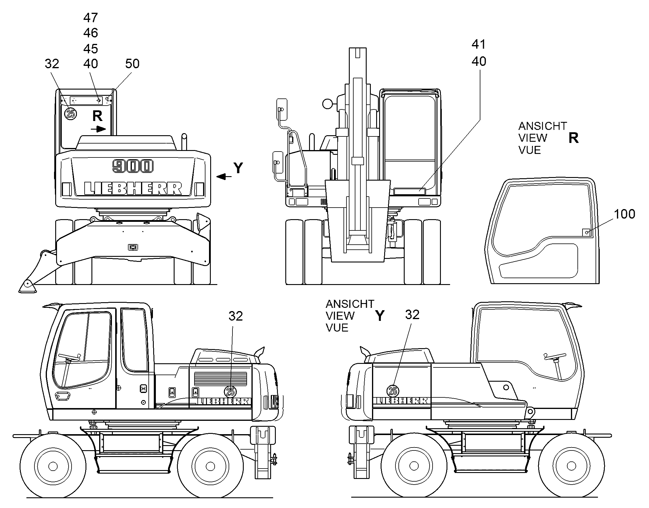 ТАБЛИЧКА BETRIEBSBREMSE 120mmX60mm 9909369 LIEBHERR