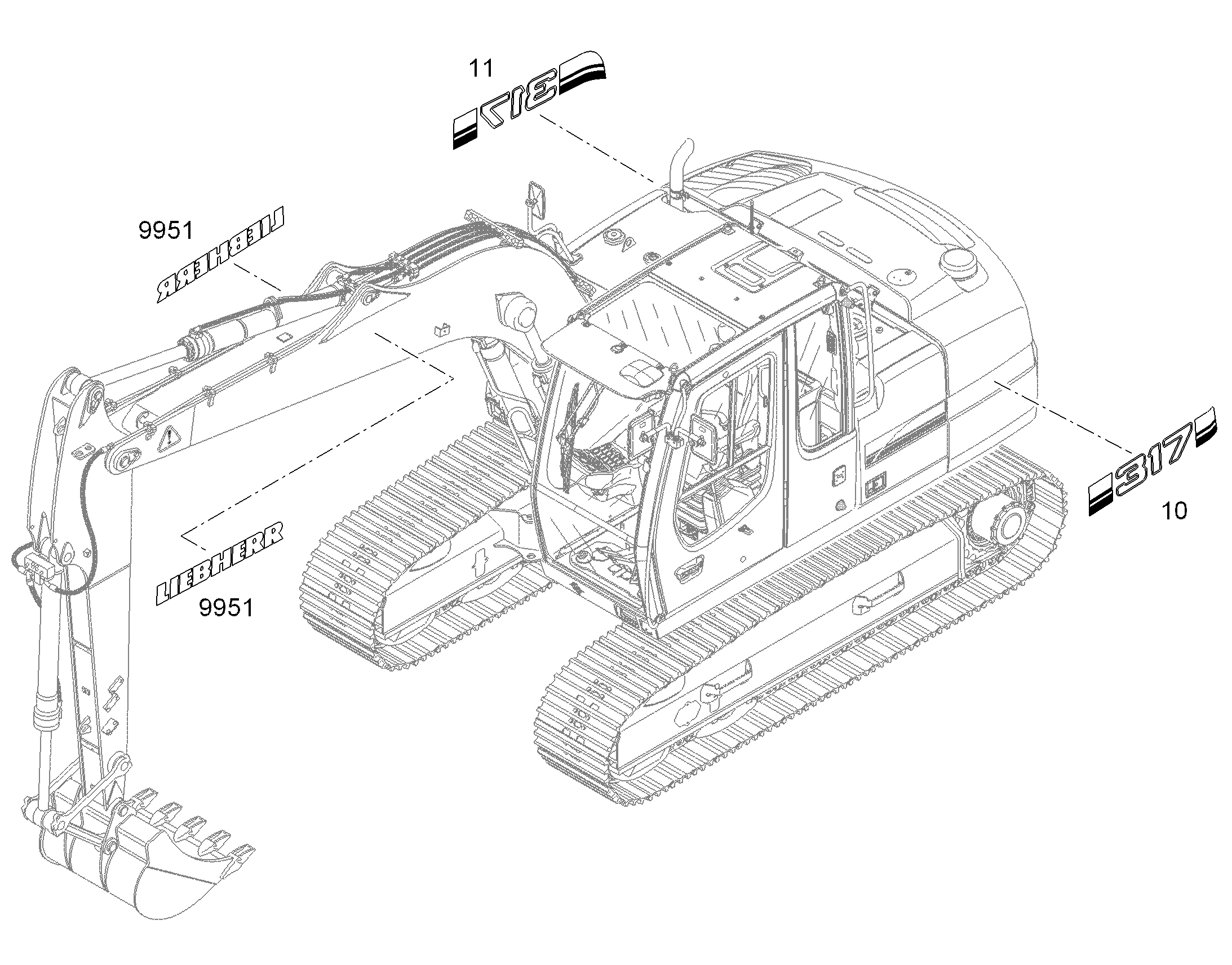 НАКЛЕЙКА 317 880mmX140mm 94039944 LIEBHERR
