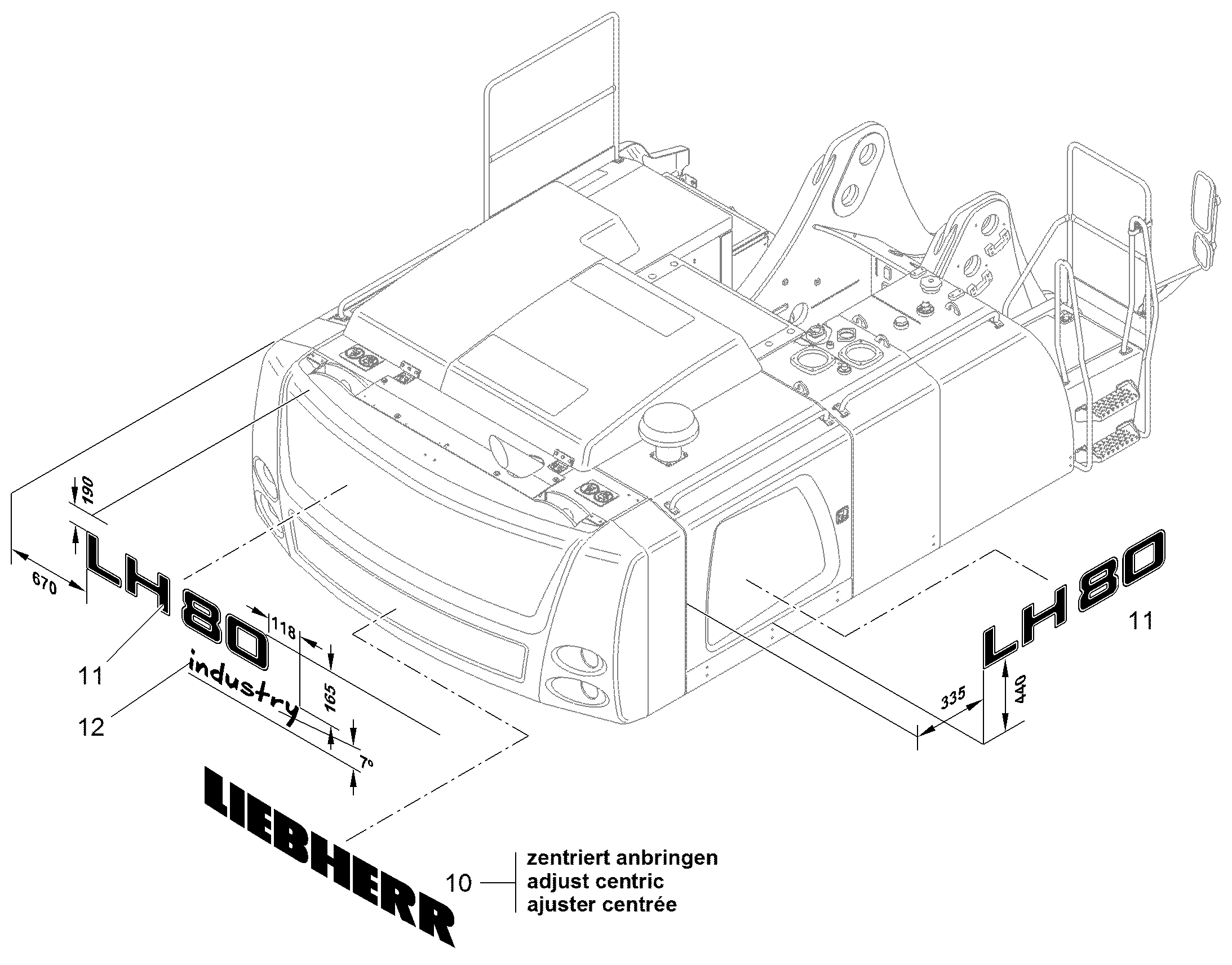 НАКЛЕЙКА LH 80 652mmX120mm 94024089 LIEBHERR